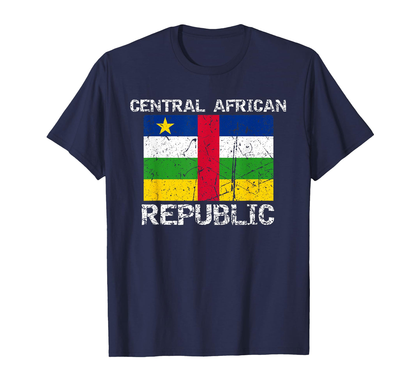 Central African Republic Flag Distressed African Men Women T-Shirt