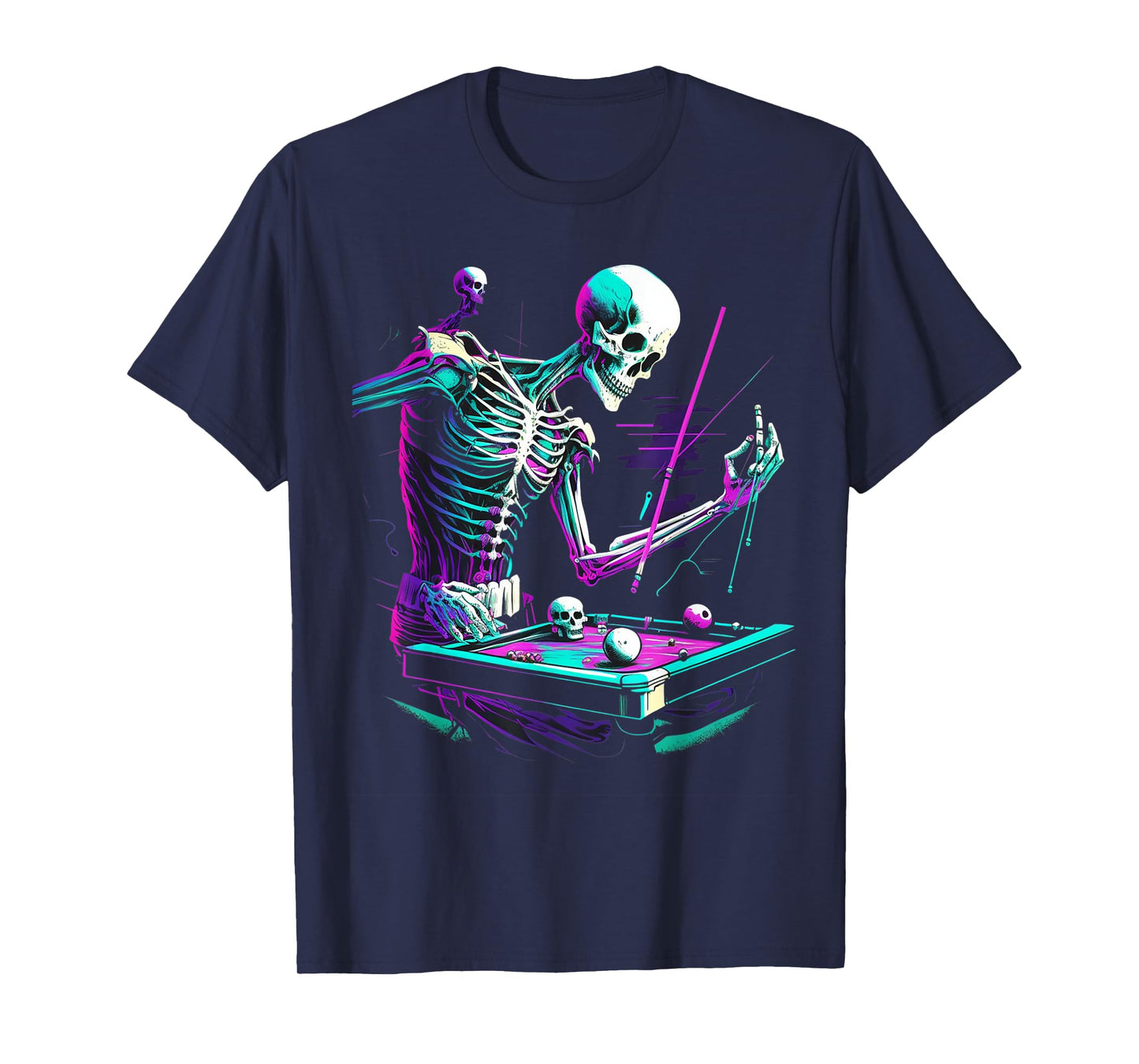 Skeleton Playing Billiard Halloween Costume Sport Pool T-Shirt