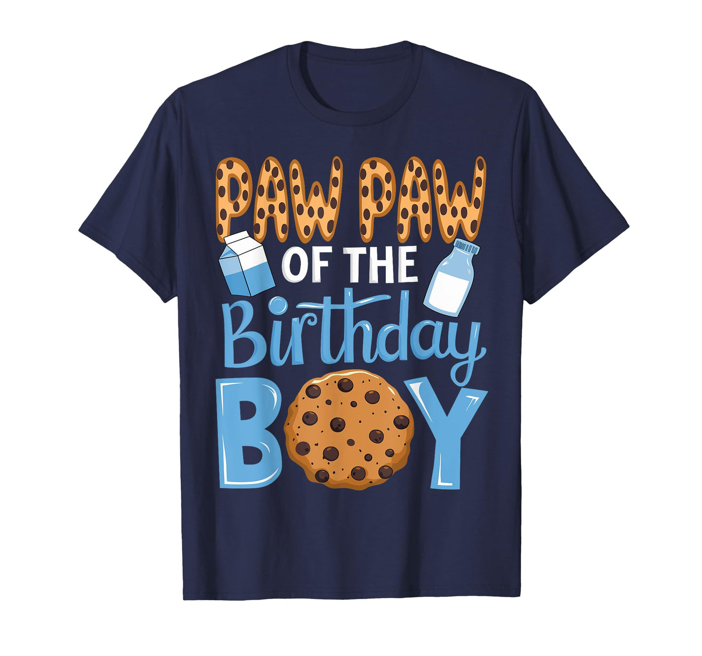 Paw Paw of The Birthday Boy Milk and Cookie Grandpa 1st Bday T-Shirt