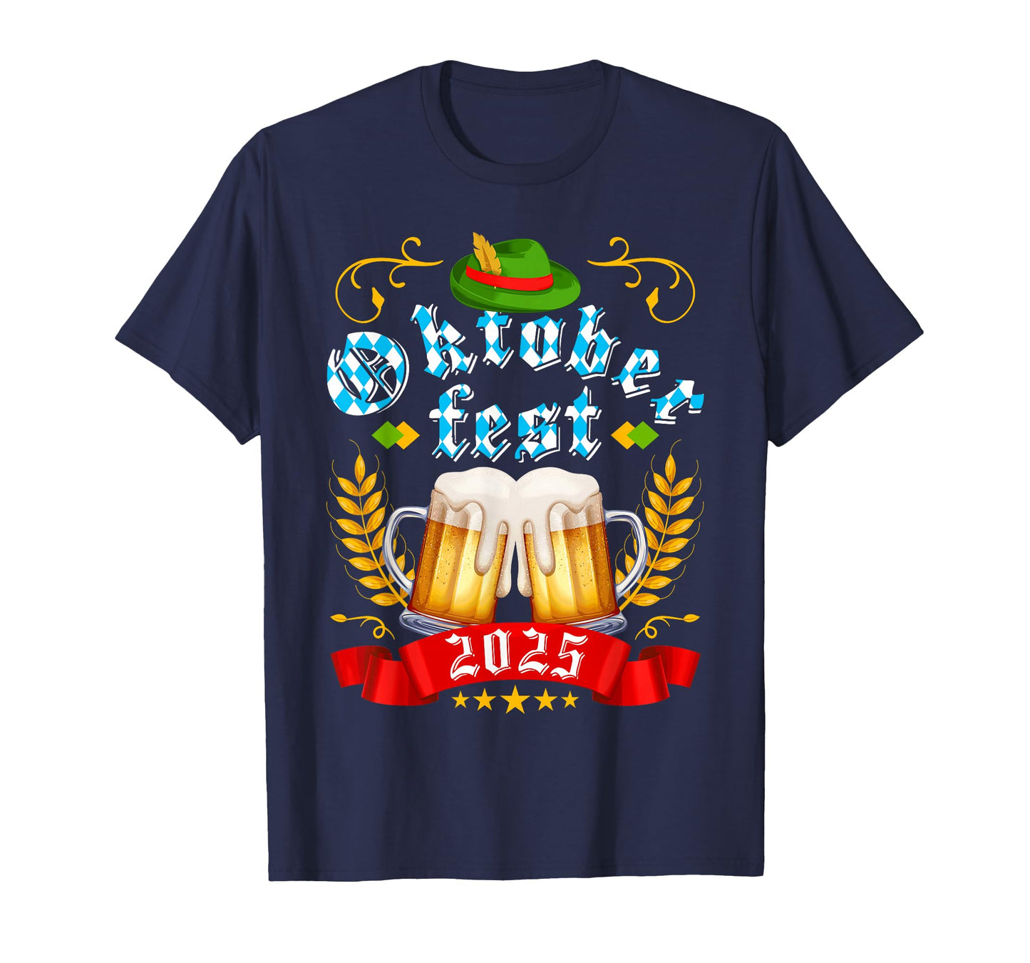 Oktoberfest 2025 Beer Glass Alpine Hat Germany Beer Festival T-Shirt
