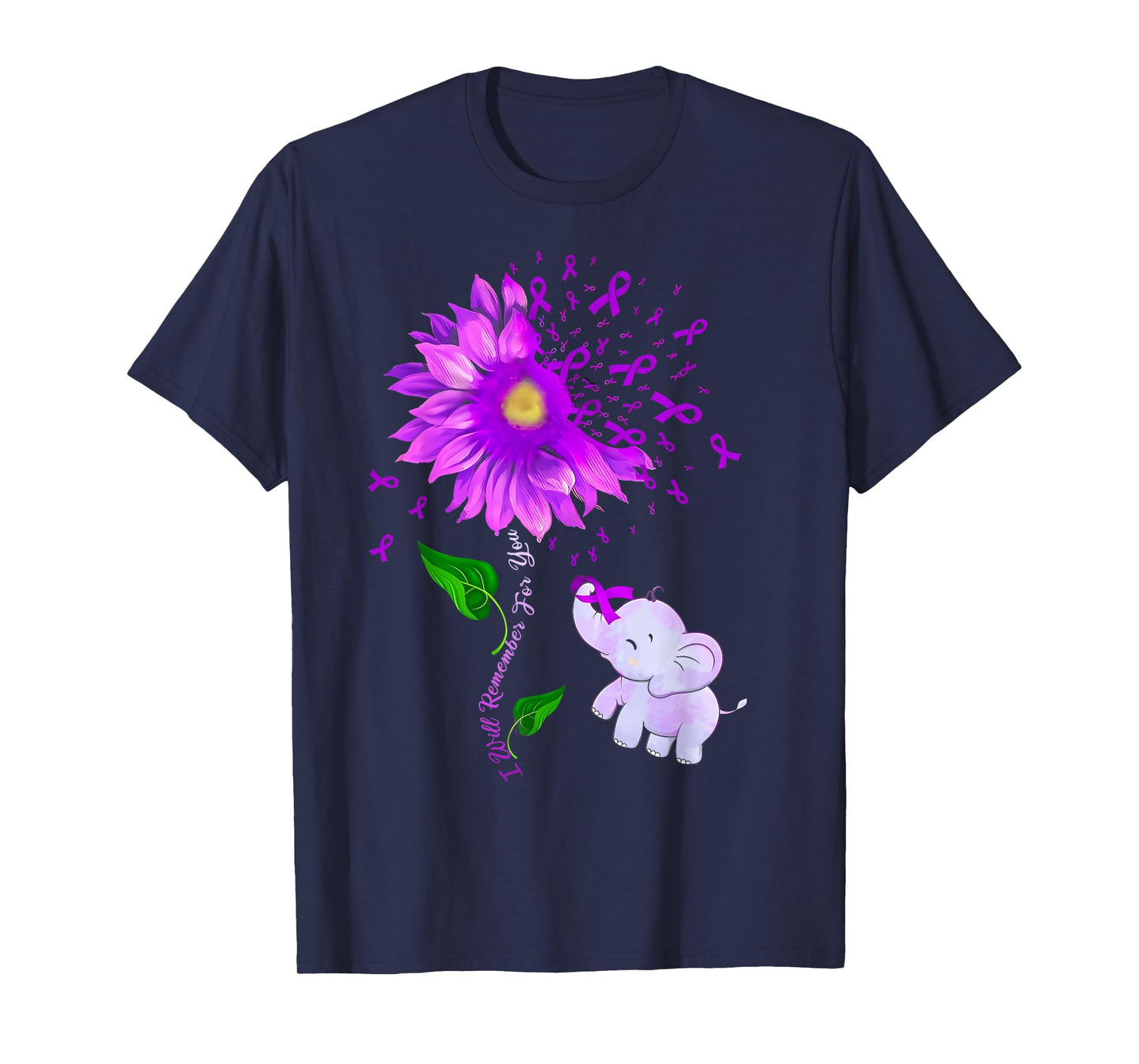 I'll Remember For You Purple Elephant Alzheimer's Awareness T-Shirt