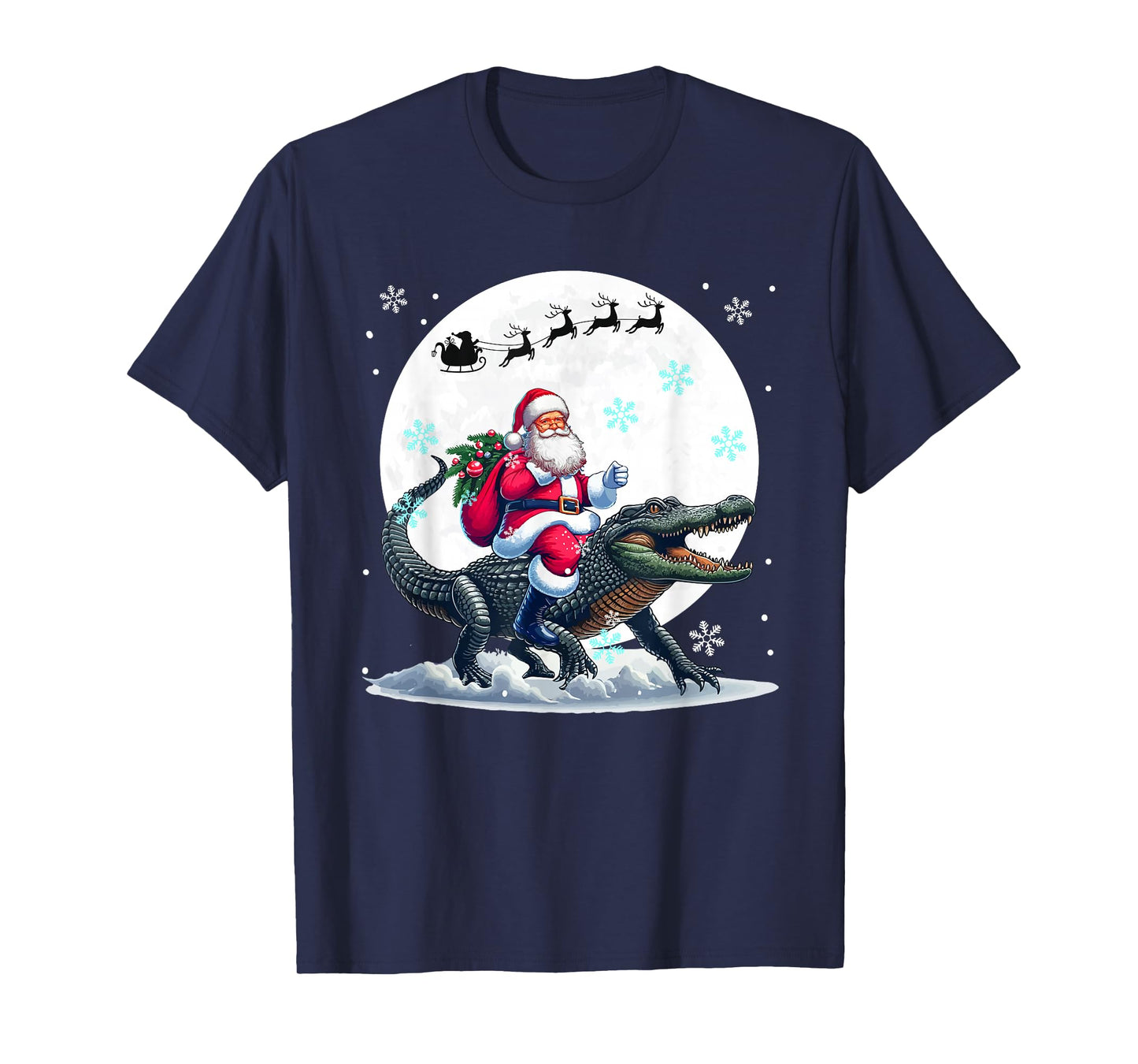 Santa Riding Alligator Christmas Moon Matching Kids Toddler T-Shirt
