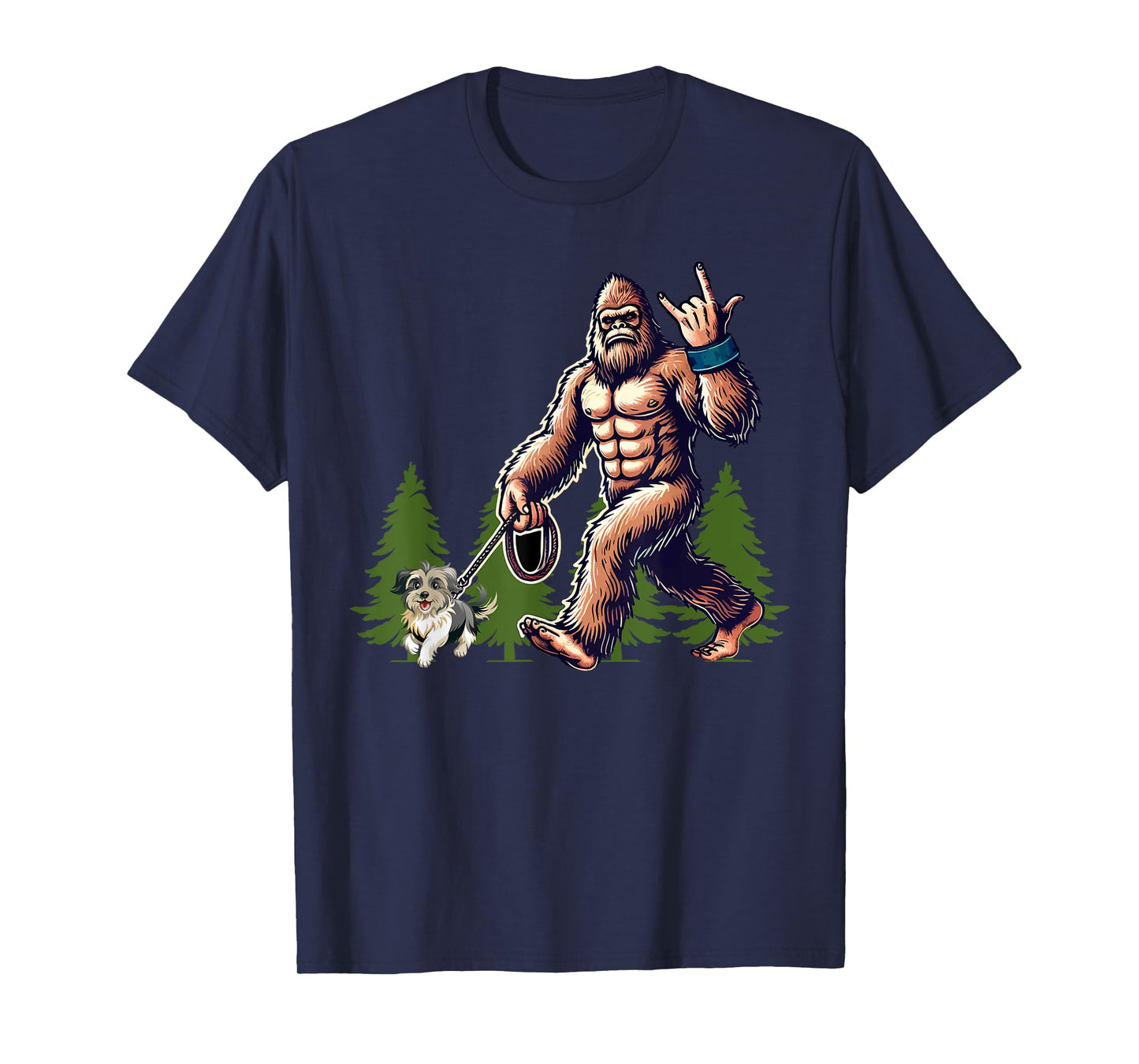 Funny Shih Tzu Bigfoot Dog Walking Dog Mom Dad Kids T-Shirt