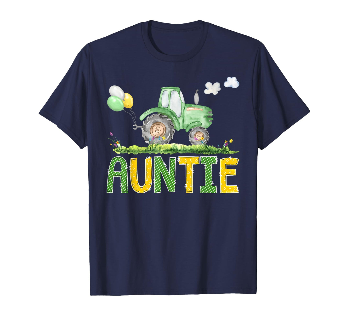 Funny Auntie Birthday Boy Tractor Farm Truck Matching T-Shirt