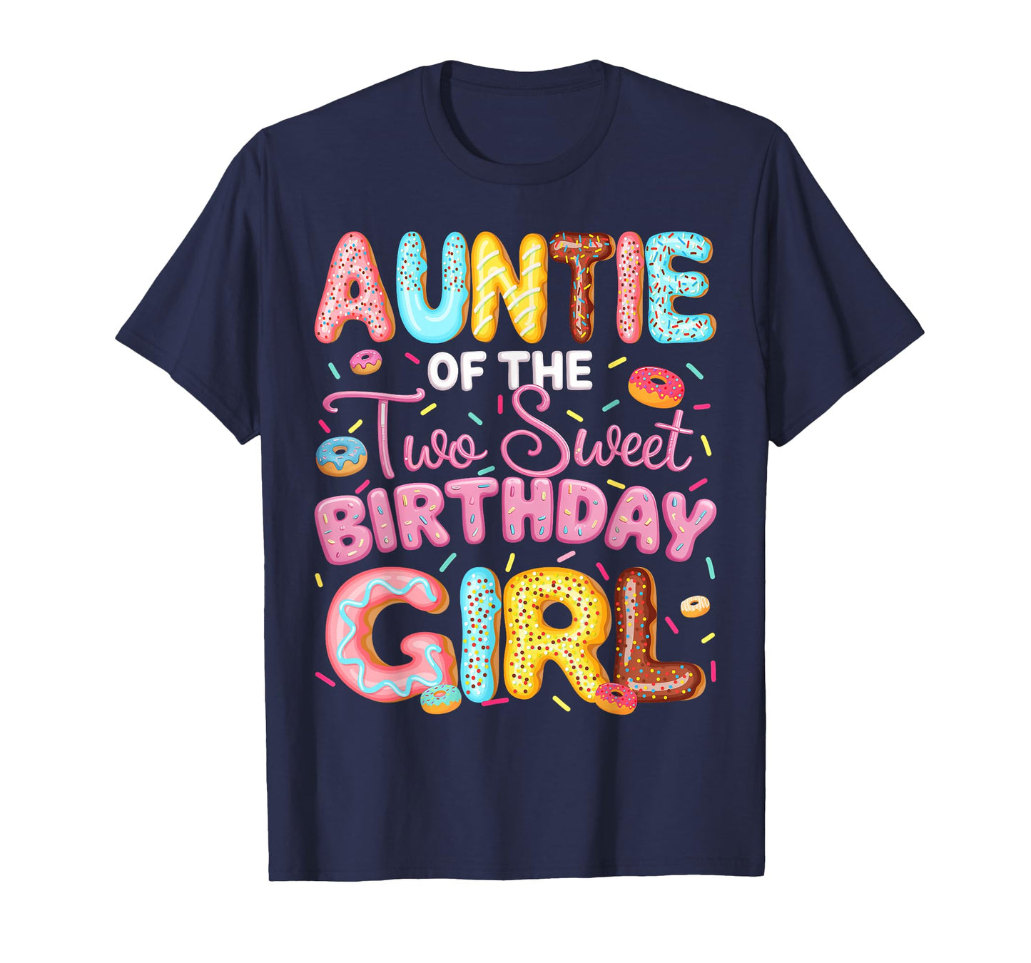 Auntie Of The Two Sweet Birthday Girl Donut 2Nd Birthday T-Shirt
