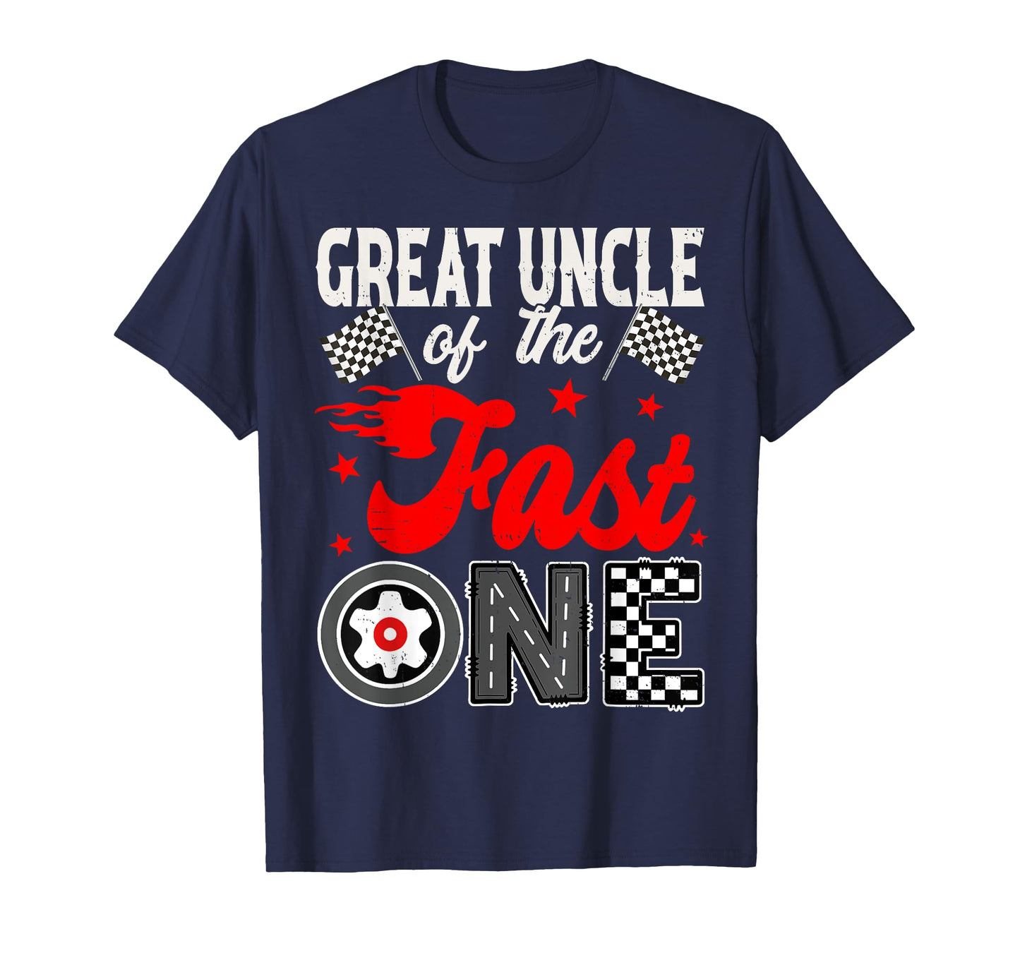 Great Uncle of The Fast One 1st Birthday Racing Car Family T-Shirt