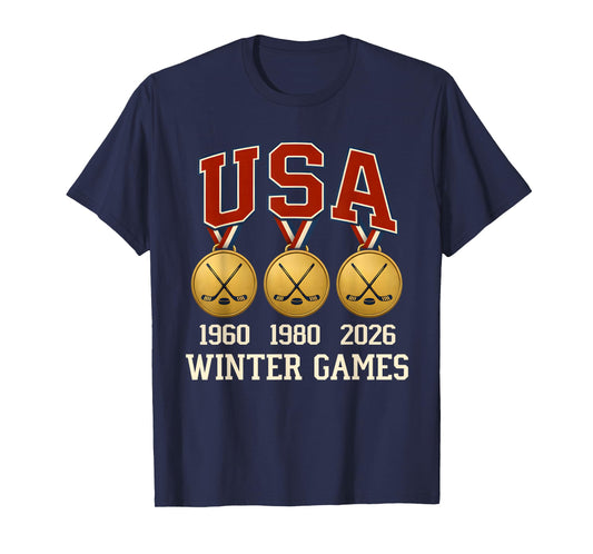 Ice Hockey 2026 Sticks US Flag Patriotic Player Men Boys Kid T-Shirt