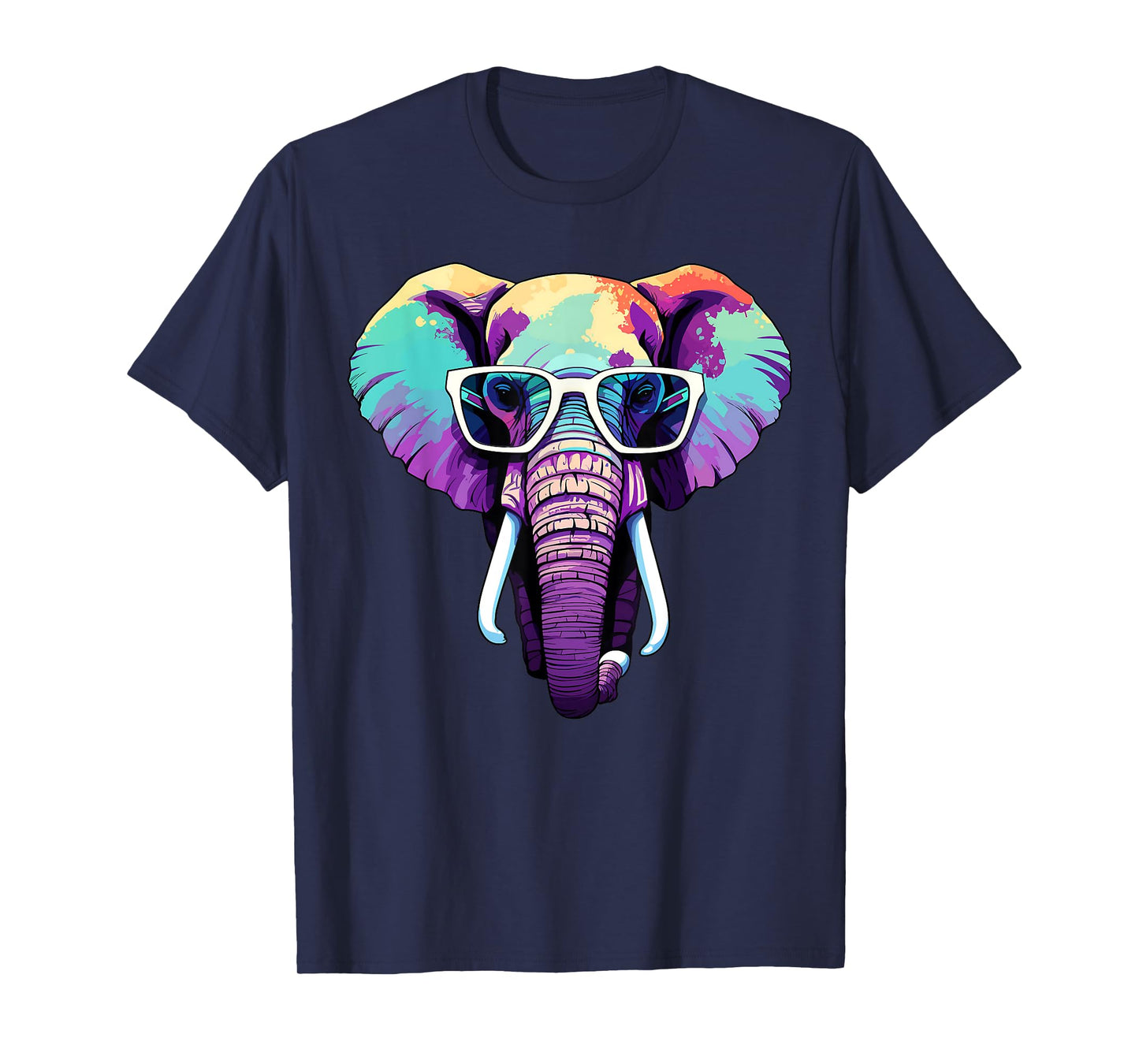 Funny Elephant Face with Sunglasses Colorful Elephant Lovers T-Shirt