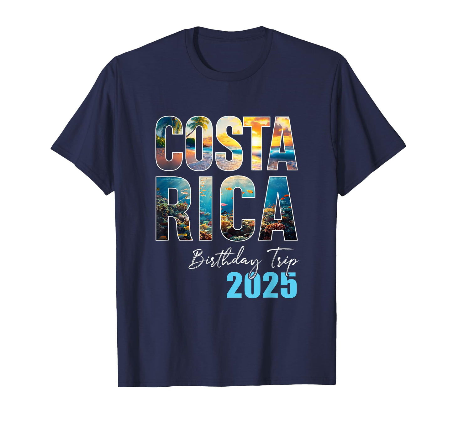 Costa Rica Birthday Trip 2025 Cruise T-Shirt - Unisex-Adult, Black, Small, Short Sleeve, Cotton 65% Polyester 35%, Novelty T-Shirt