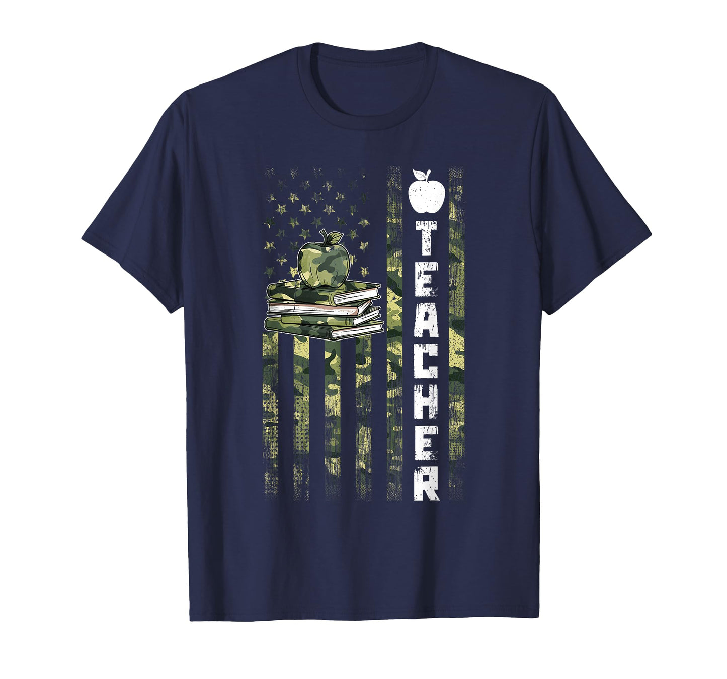 Retro Vintage Teacher Camouflage American Flag 4th Of July T-Shirt for Women Kids Men