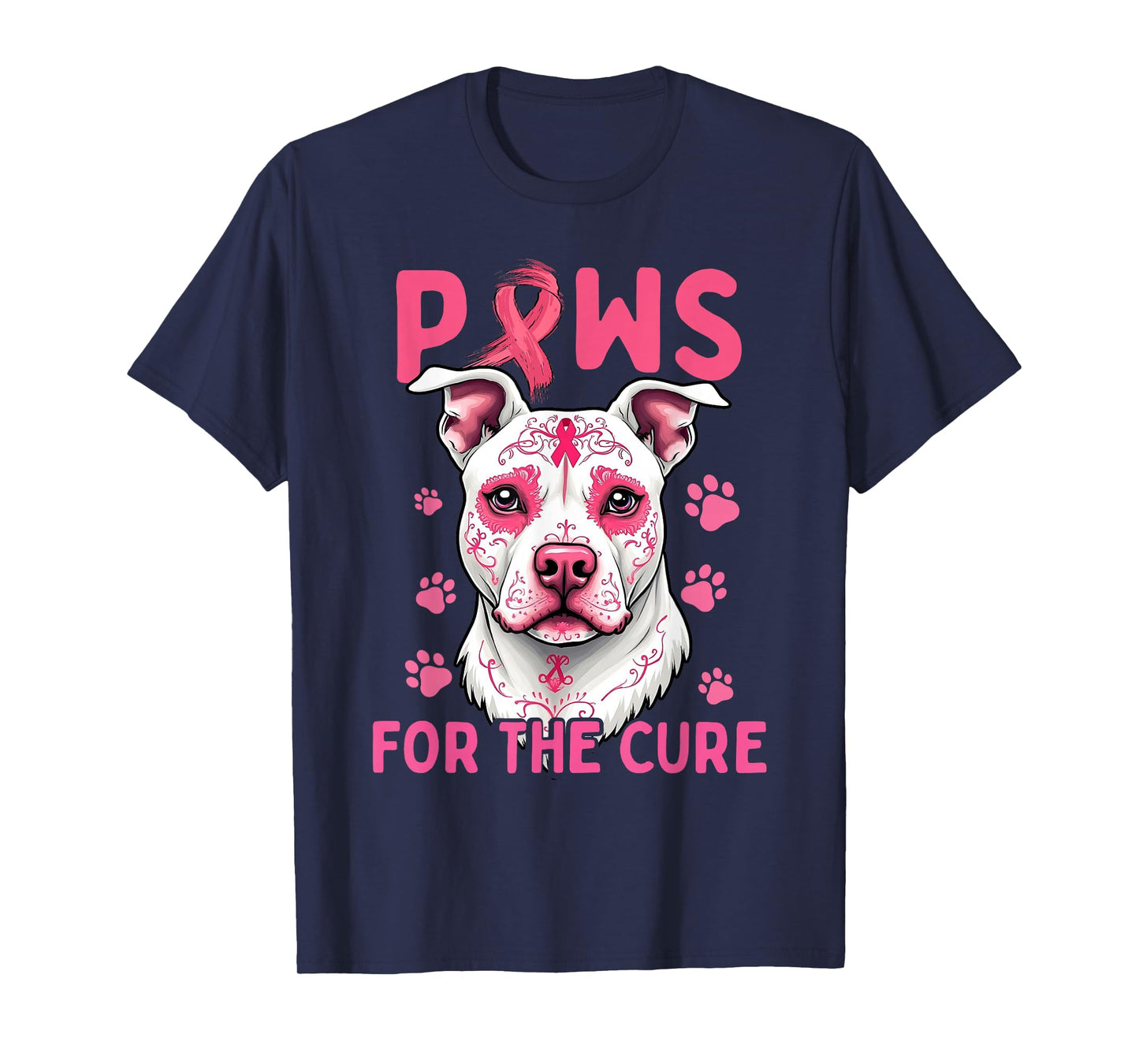 Breast Cancer Awareness Month Paws For The Cure Pitbull T-Shirt