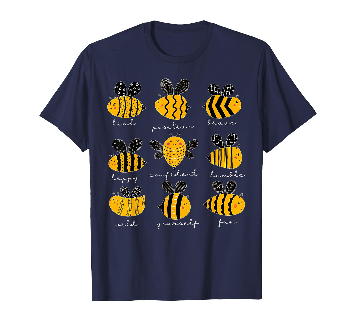 Bee Kind Positive Brave Happy Confident Humble Teacher T-Shirt
