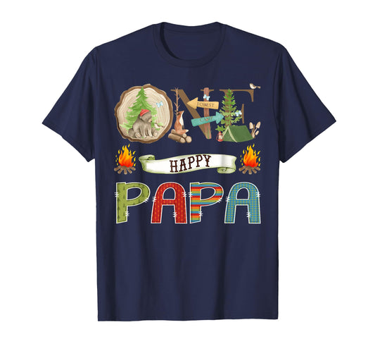One Happy Papa Camper 1St Birthday Camping Bear T-Shirt
