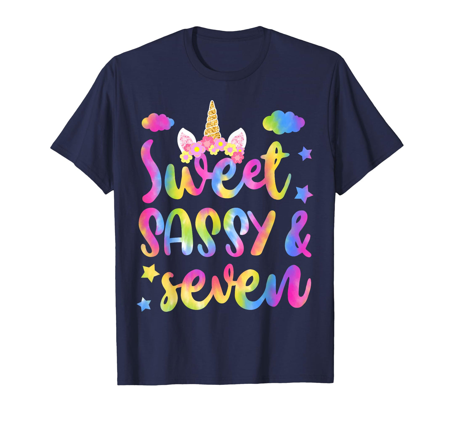 Kids Sweet Sassy And Seven Cute Unicorn 7th Birthday Girl T-Shirt