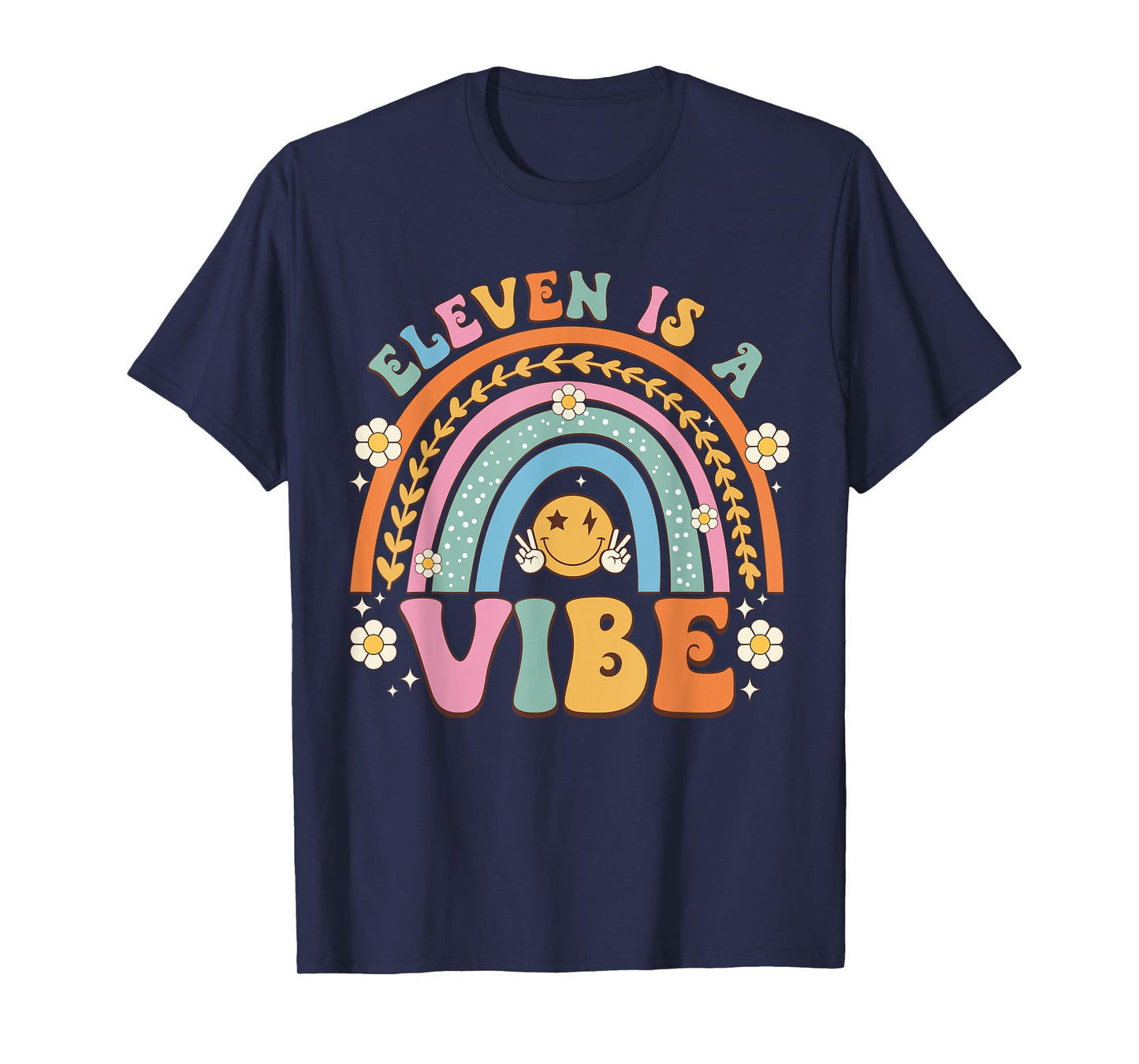 Eleven Is A Vibe 11 Years Old 11th Birthday Groovy Party T-Shirt