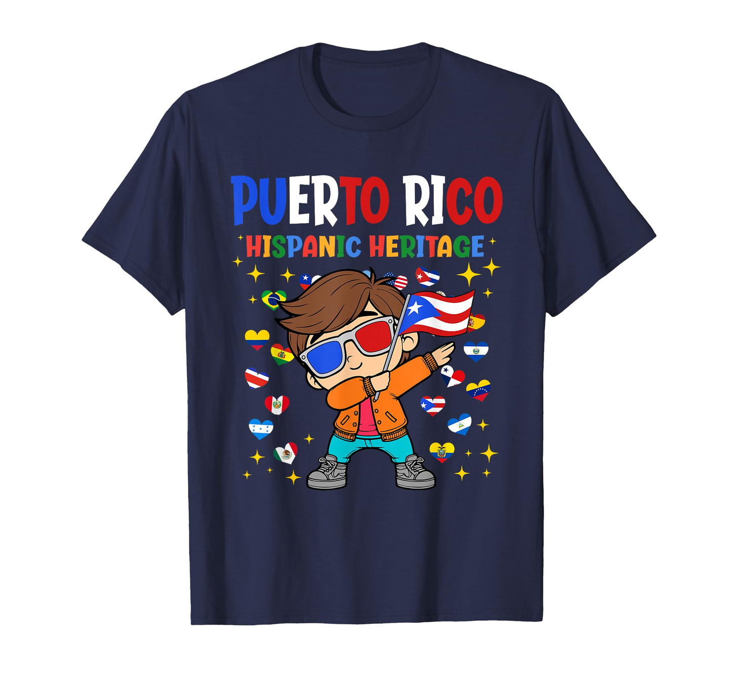Hispanic Heritage Puerto Rican Flag Proud Rico Boys Kids T-Shirt