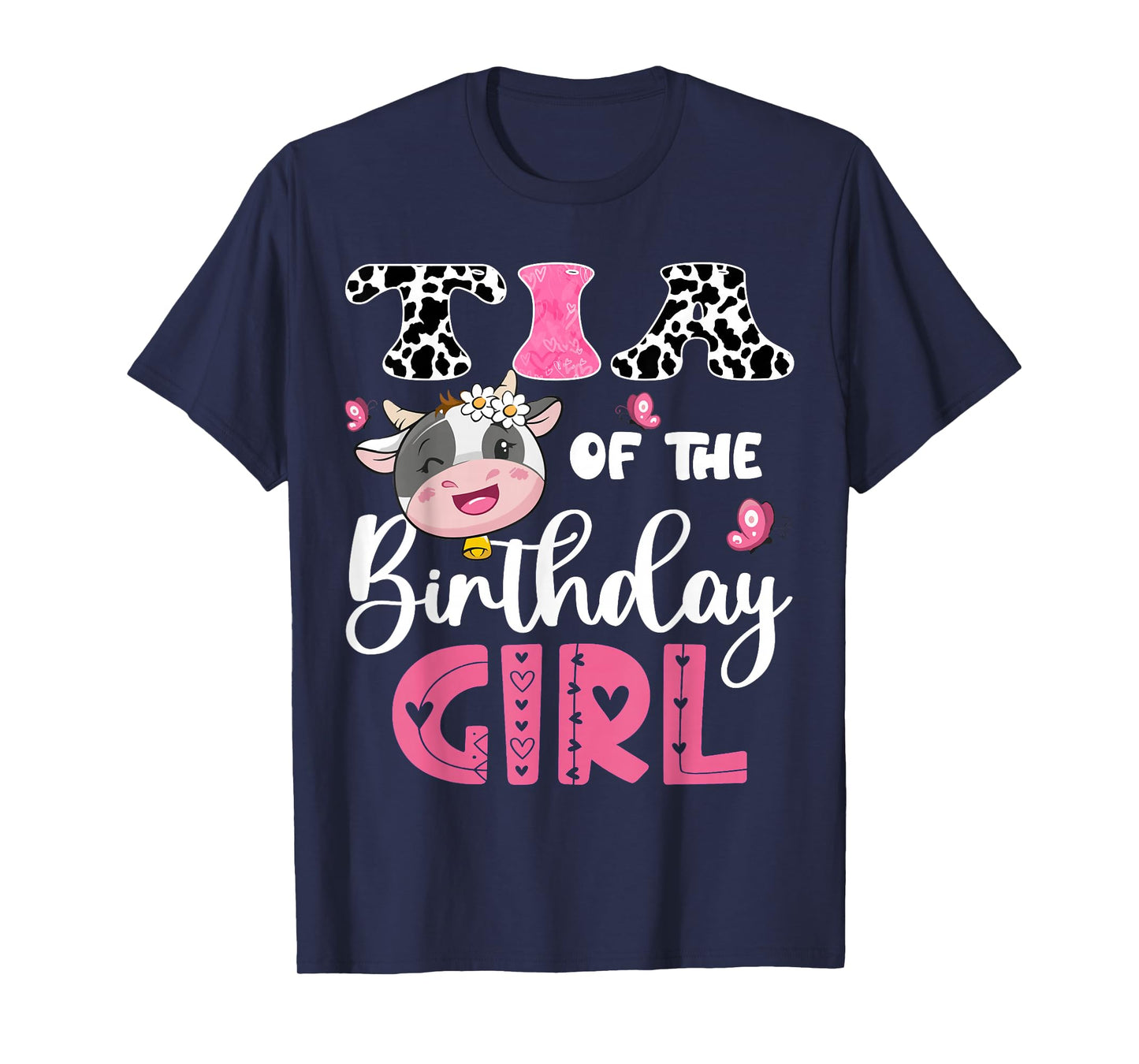 Tia Of The Birthday Girl Farm Cow 1St Birthday Party T-Shirt