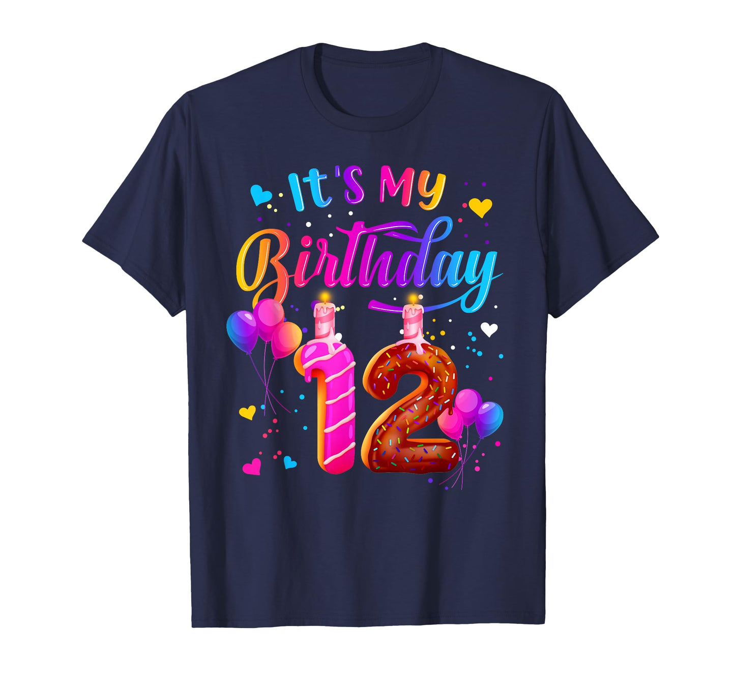 It's My 12th Birthday Doughnut Happy 12 Years Old Girl Kids T-Shirt