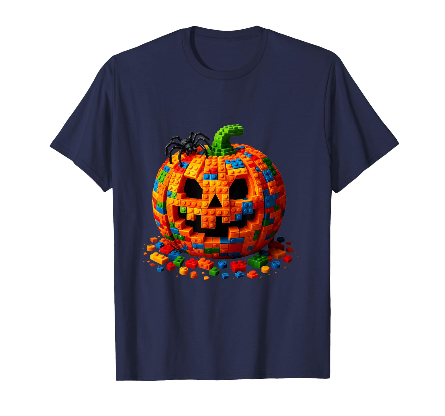 Building Bricks Halloween Pumpkin Master Builder Brick Treat T-Shirt