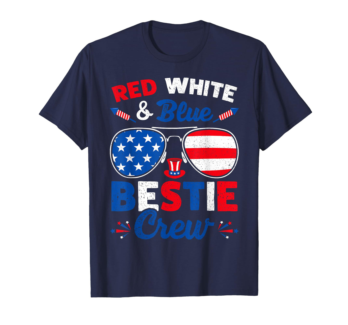 Retro 4th Of July Red White & Blue Bestie Crew American Flag Women Men T-Shirt