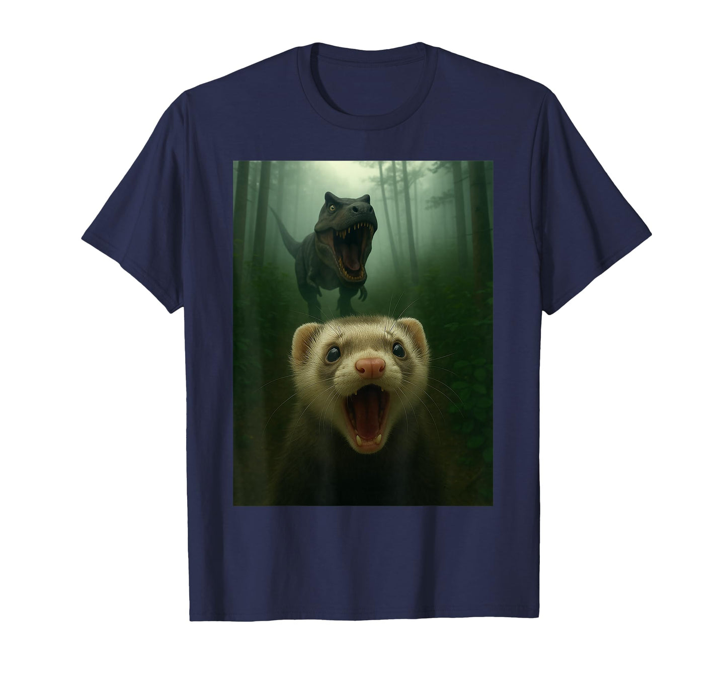 Funny Ferret Selfie with T-Rex Dinosaur Gifts Men Women Kid T-Shirt