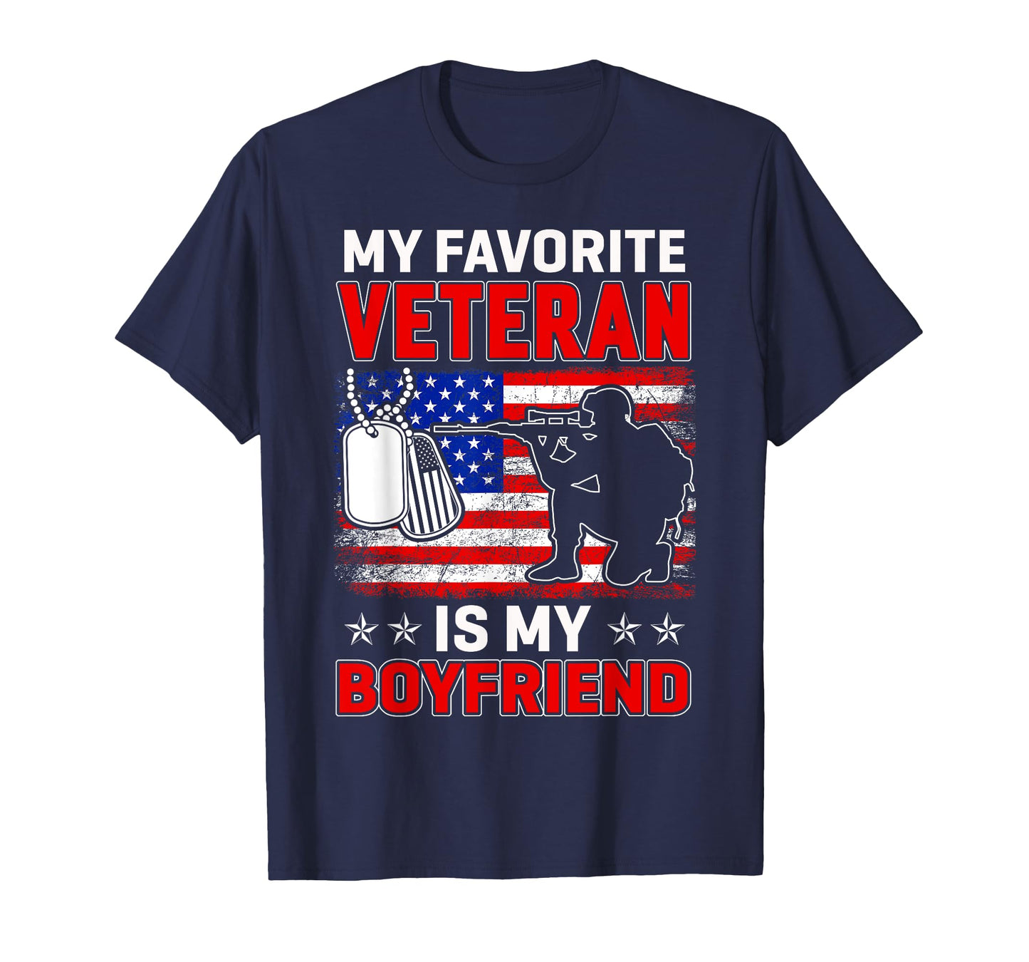 My Favorite Veteran Is My Boyfriend Usa Flag Veterans Day T-Shirt