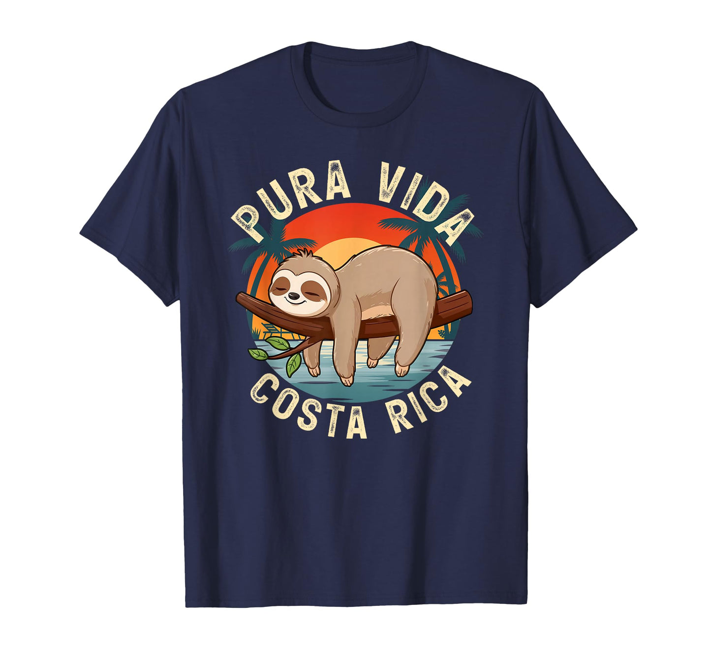Tropical Sunset Nature Sloth Costa Rica Pura Vida Beach T-Shirt