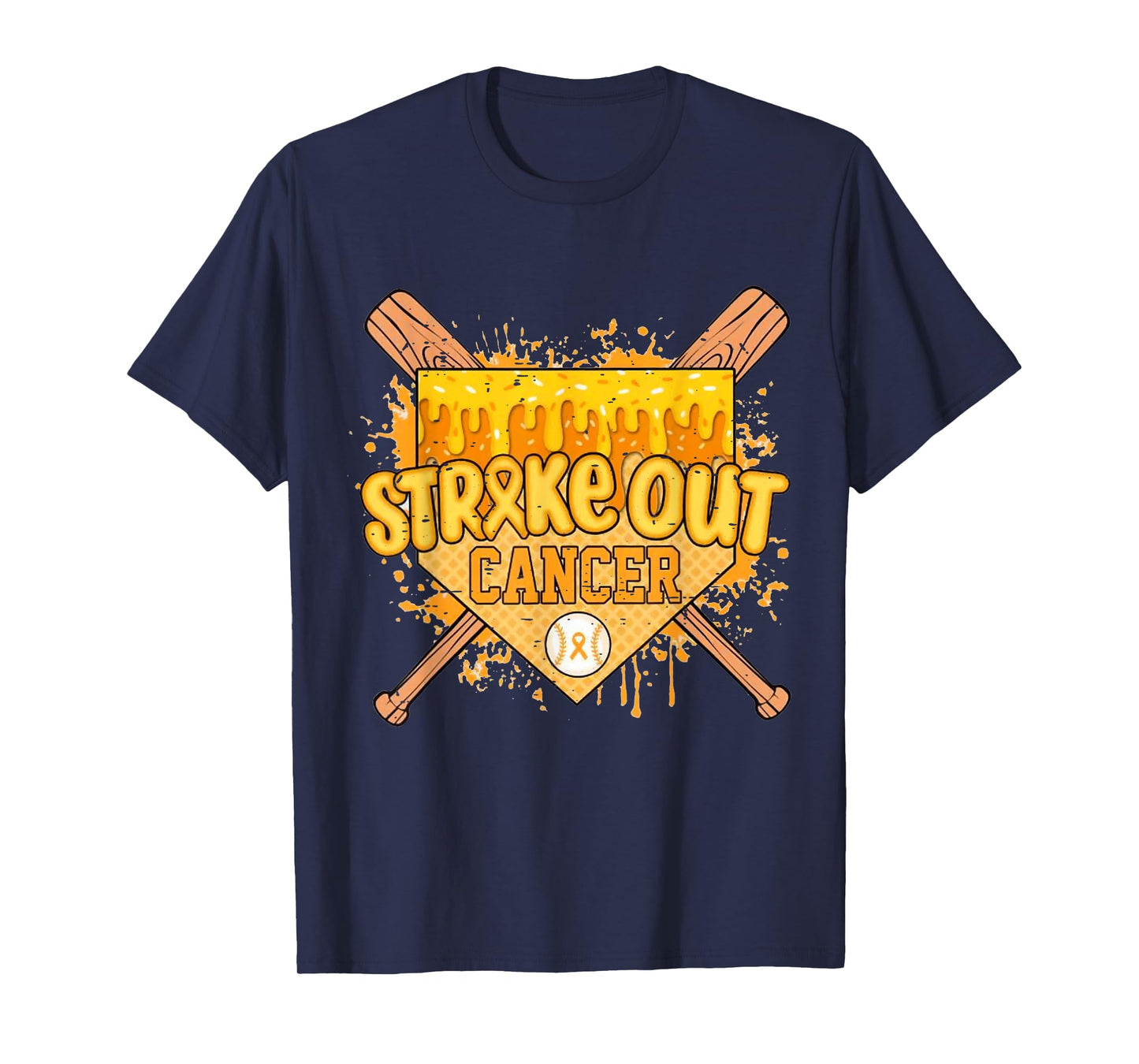 Ice Cream Strike Out Baseball Childhood Cancer Awareness T-Shirt