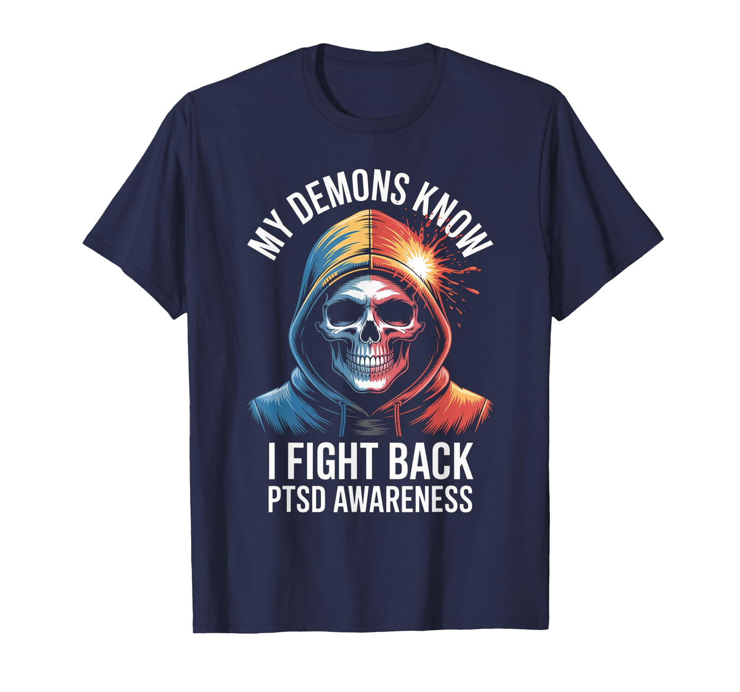 Reaper PTSD My Demons Know I Fight Mental Health Awareness T-Shirt