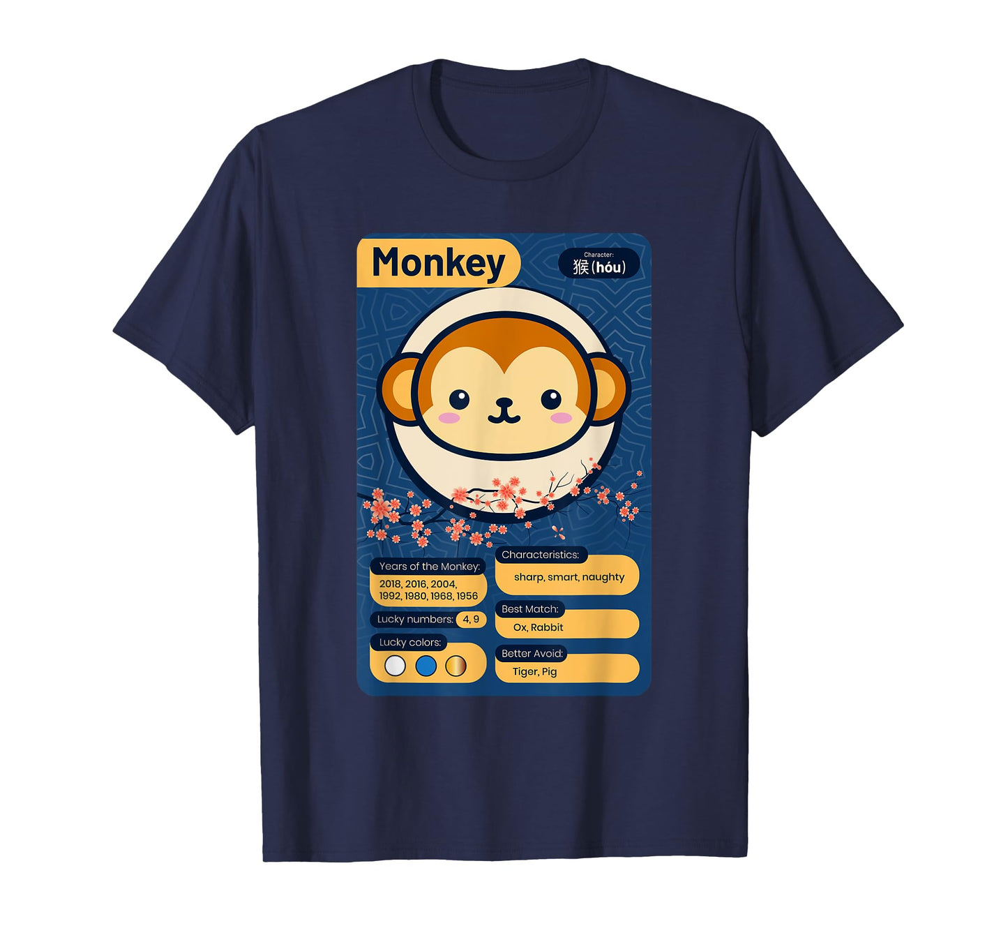 Chinese Zodiac Horoscope Animal Facts Year of the Monkey T-Shirt