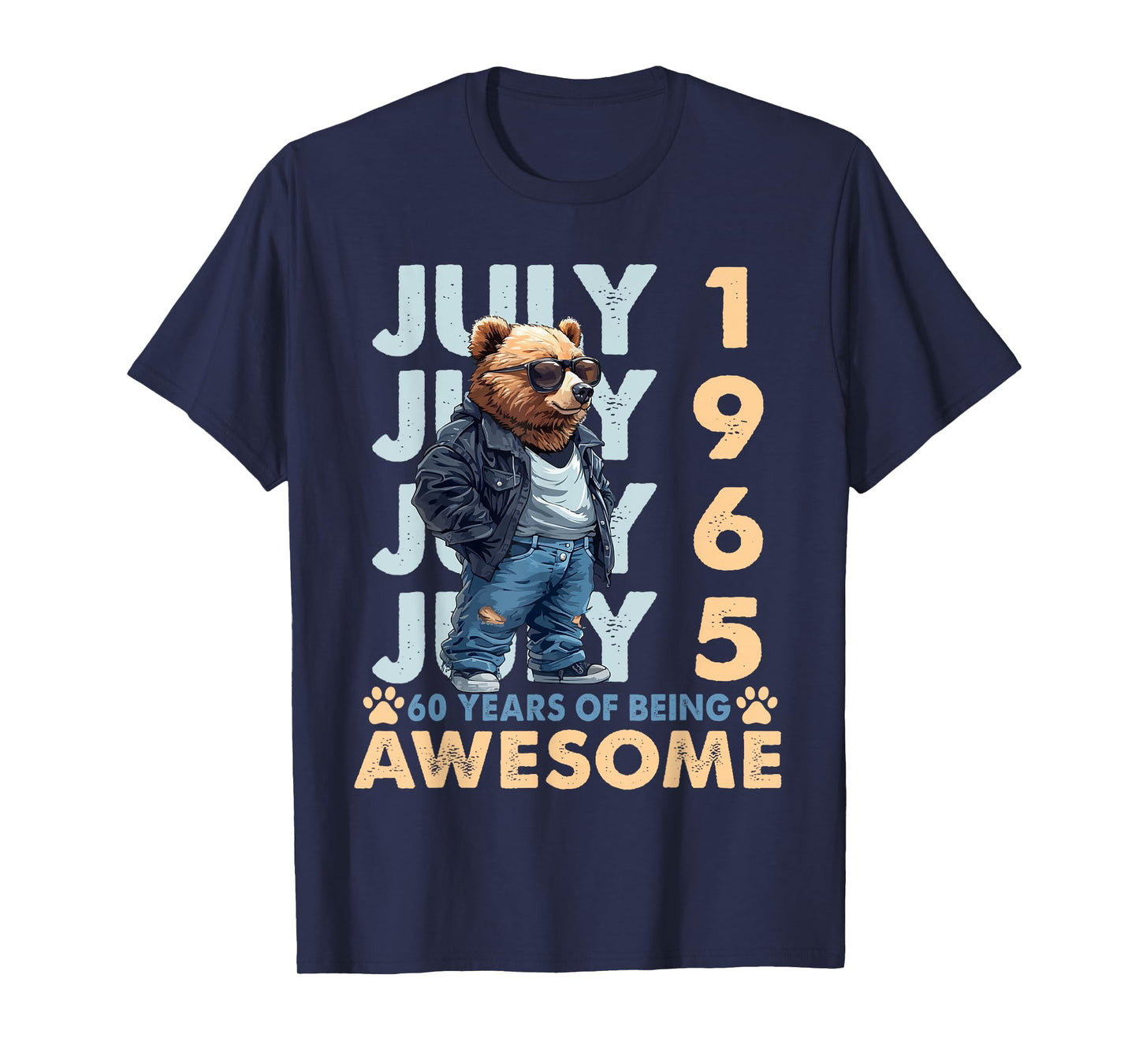 60th Birthday Bear Legends July 1965 60 Years Old For Mens T-Shirt