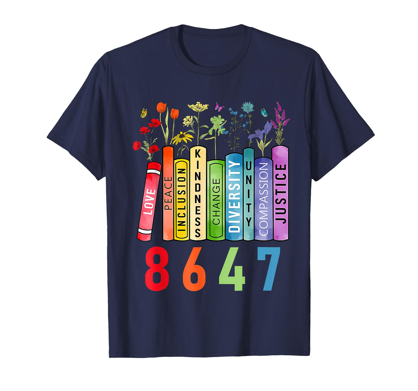 8647 Equal Rights Book Flower Trump Women Rights Feminist T-Shirt