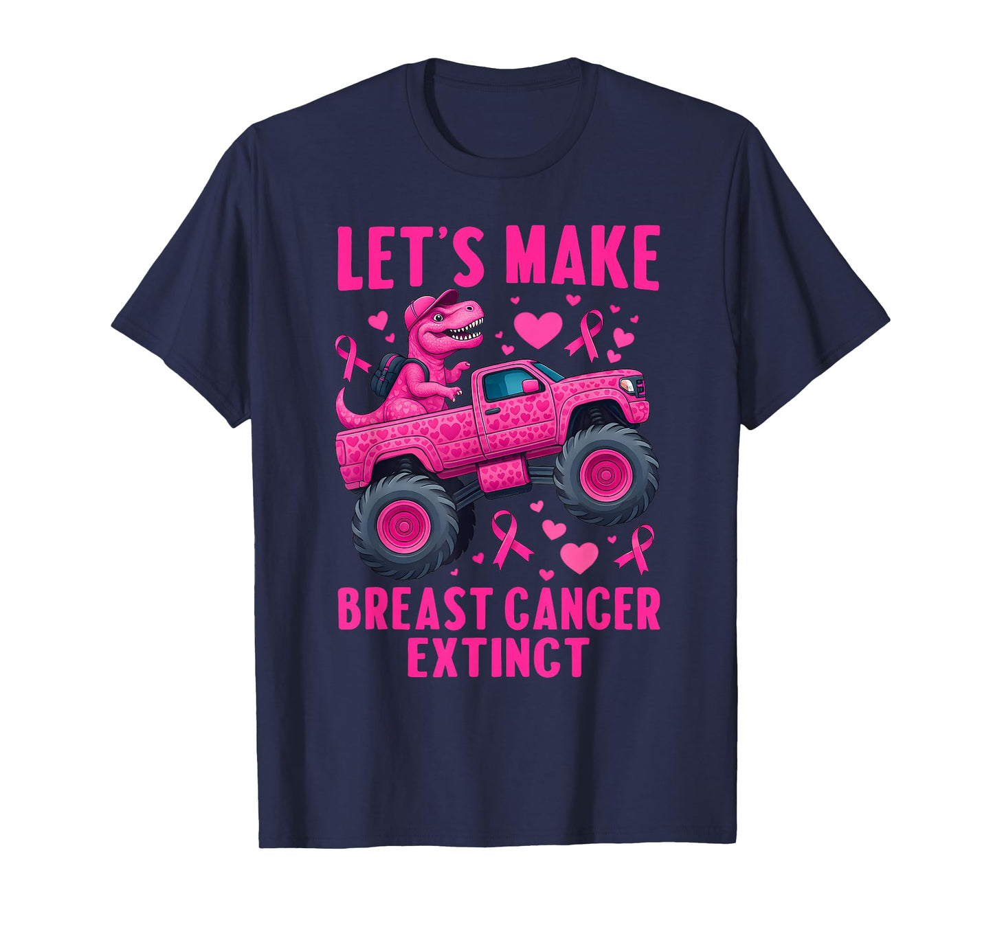 Lets Make Breast Cancer Extinct Pink Dinosaur Kids Boys Girl T-Shirt