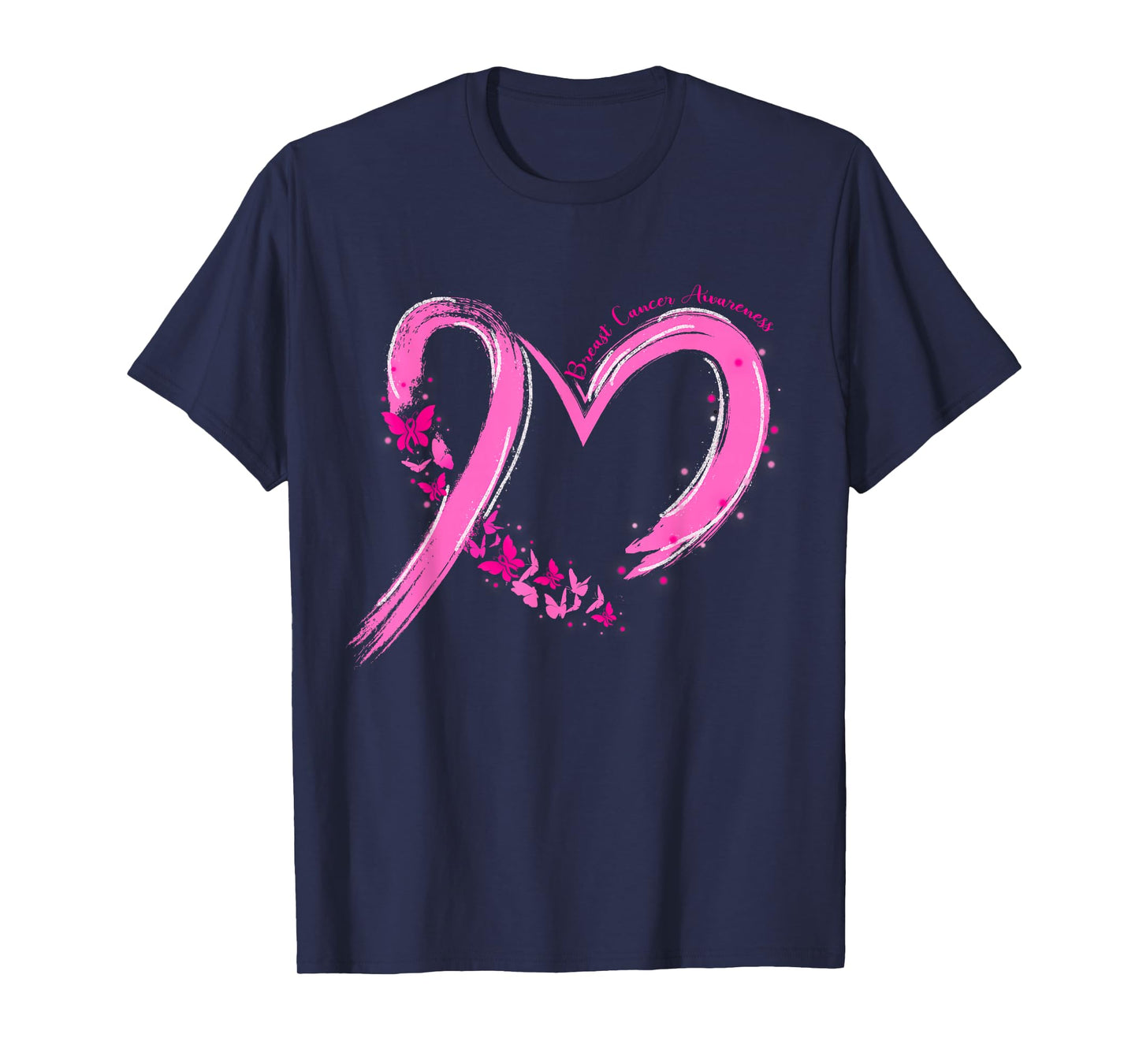 Breast Cancer Awareness Pink Ribbon Butterfly Support Women T-Shirt