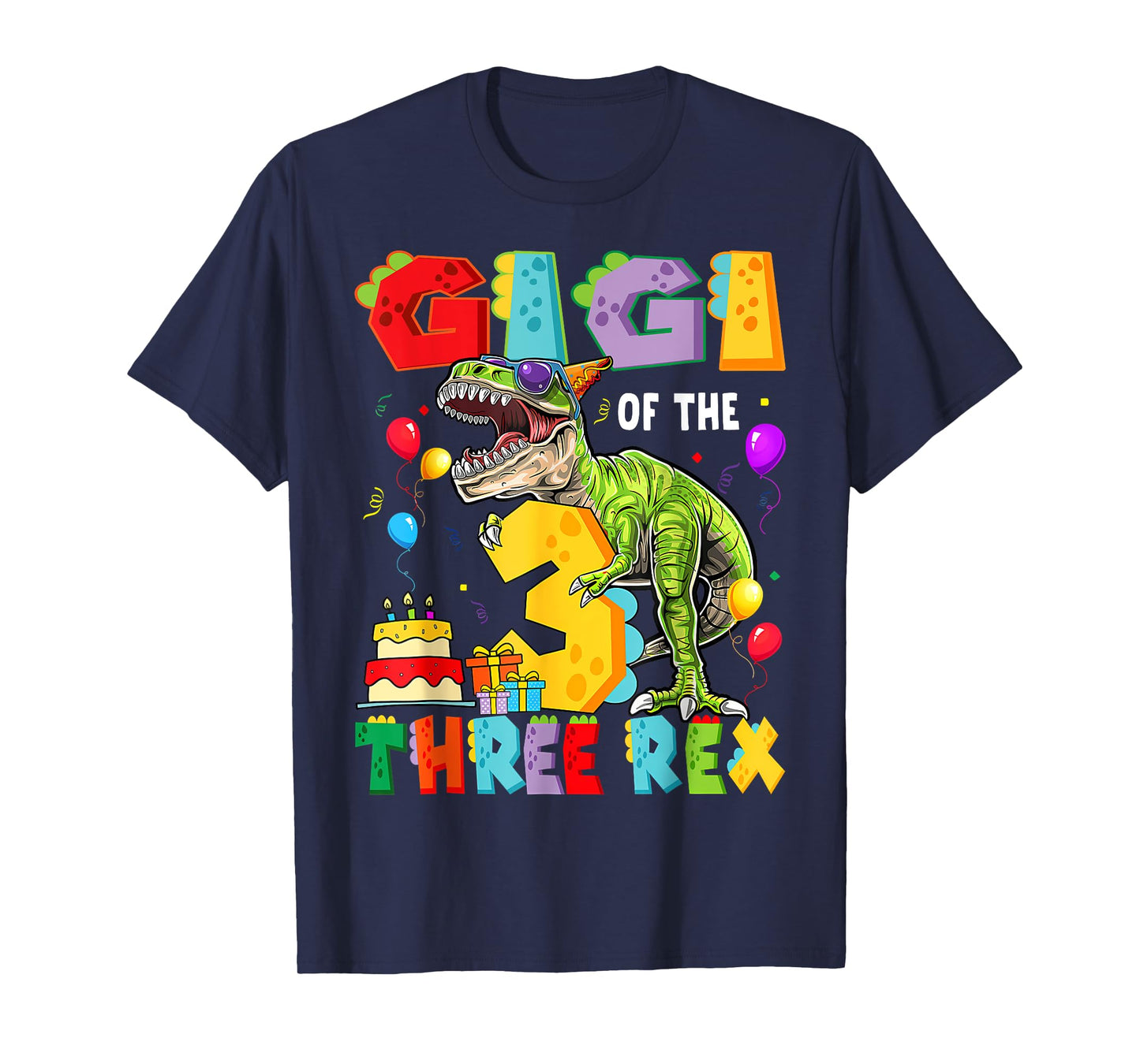 Gigi Of The Three Rex 3Rd Birthday Boy Dinosaur T-Rex T-Shirt