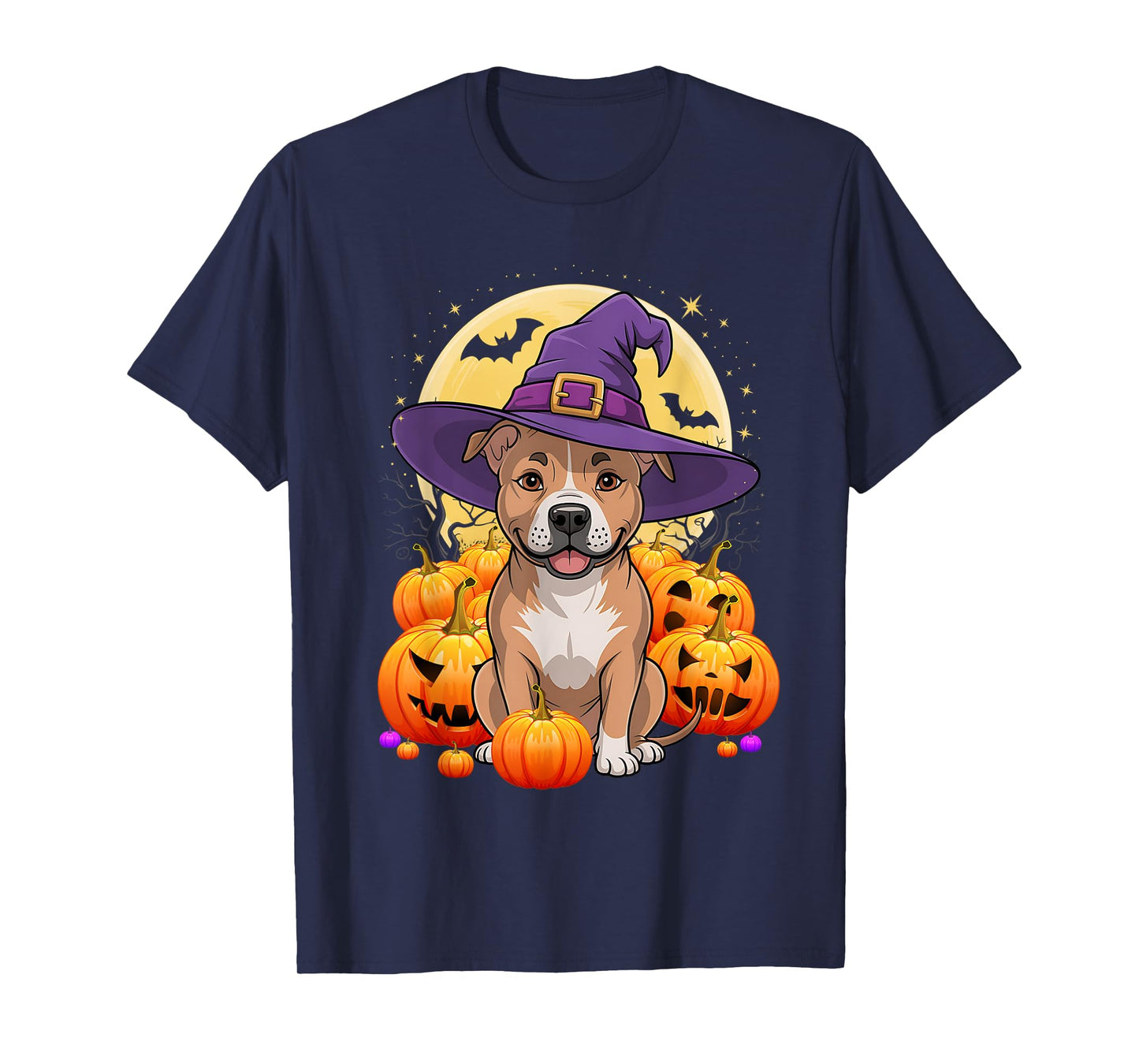 Halloween Pitbull Dog Pumpkin Costume for Men Women Kids T-Shirt