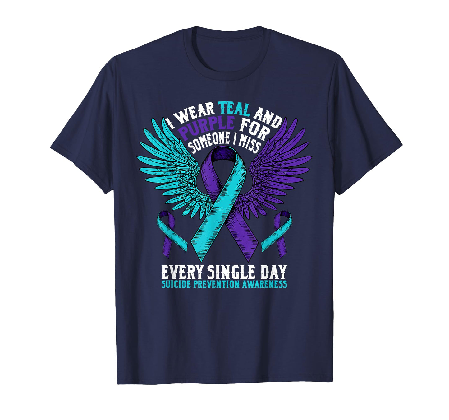 Suicide Prevention Awareness Purple Ribbon Mental Health T-Shirt