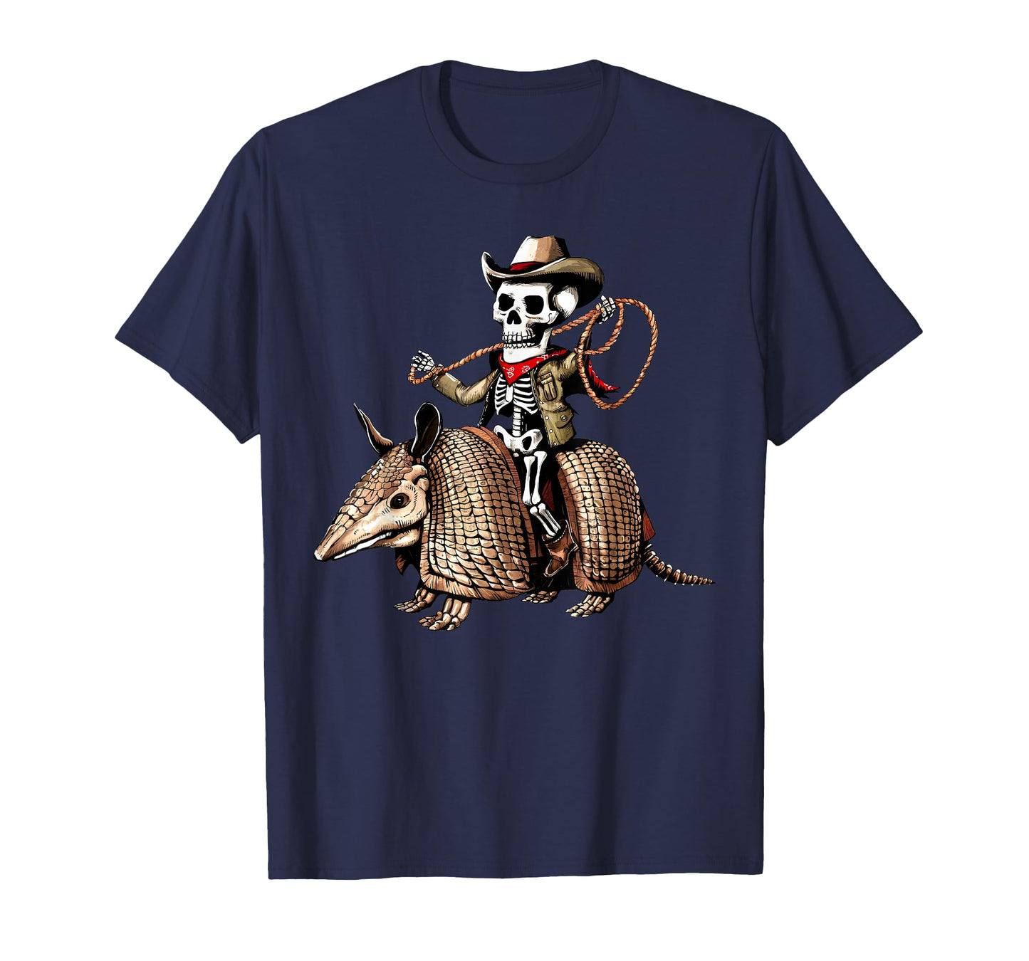 Vintage Cowboy Skeleton Riding Armadillo Funny Western Retro T-Shirt