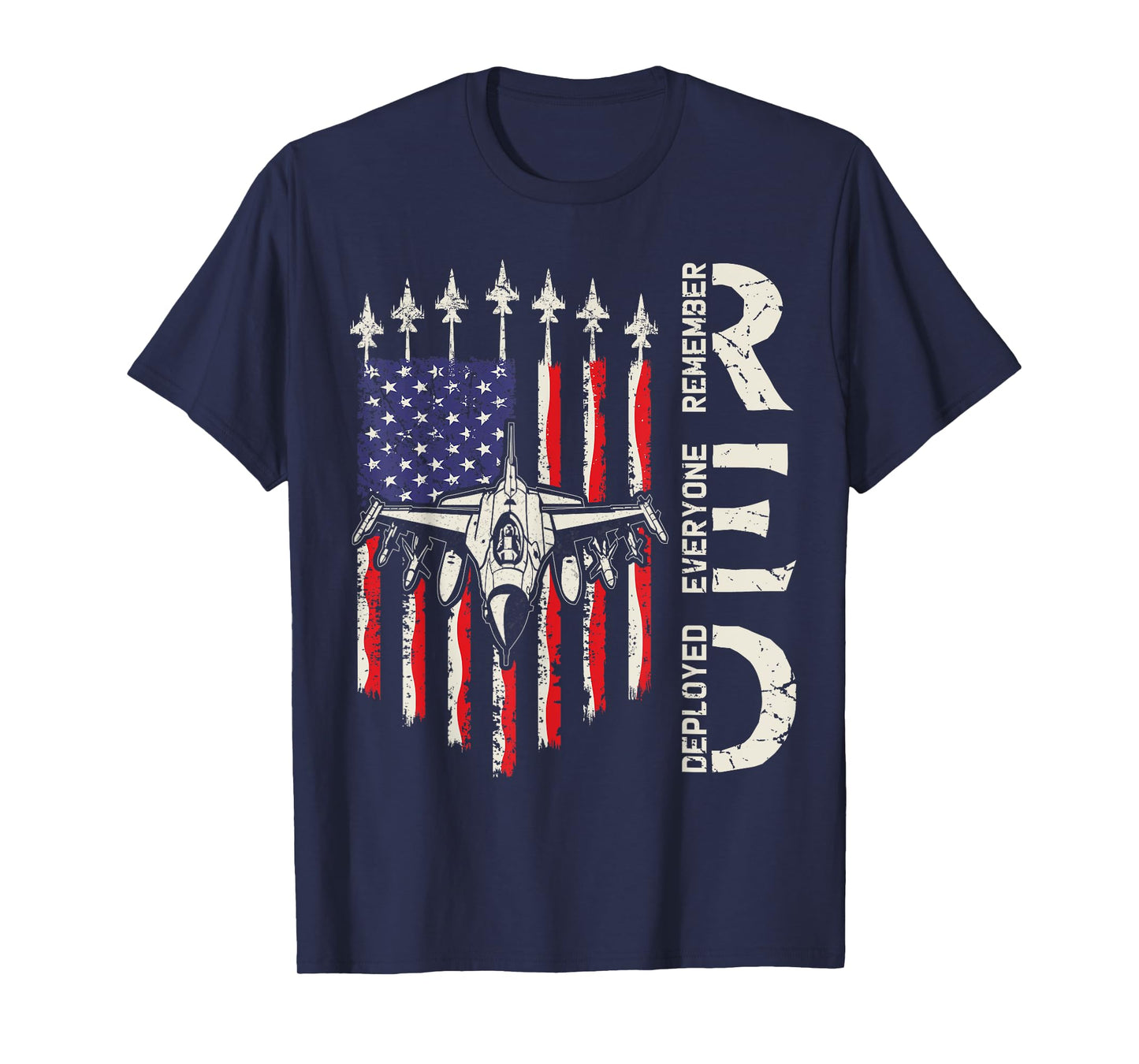RED Friday Remember Everyone Deployed Fighter Jet USA Flag T-Shirt