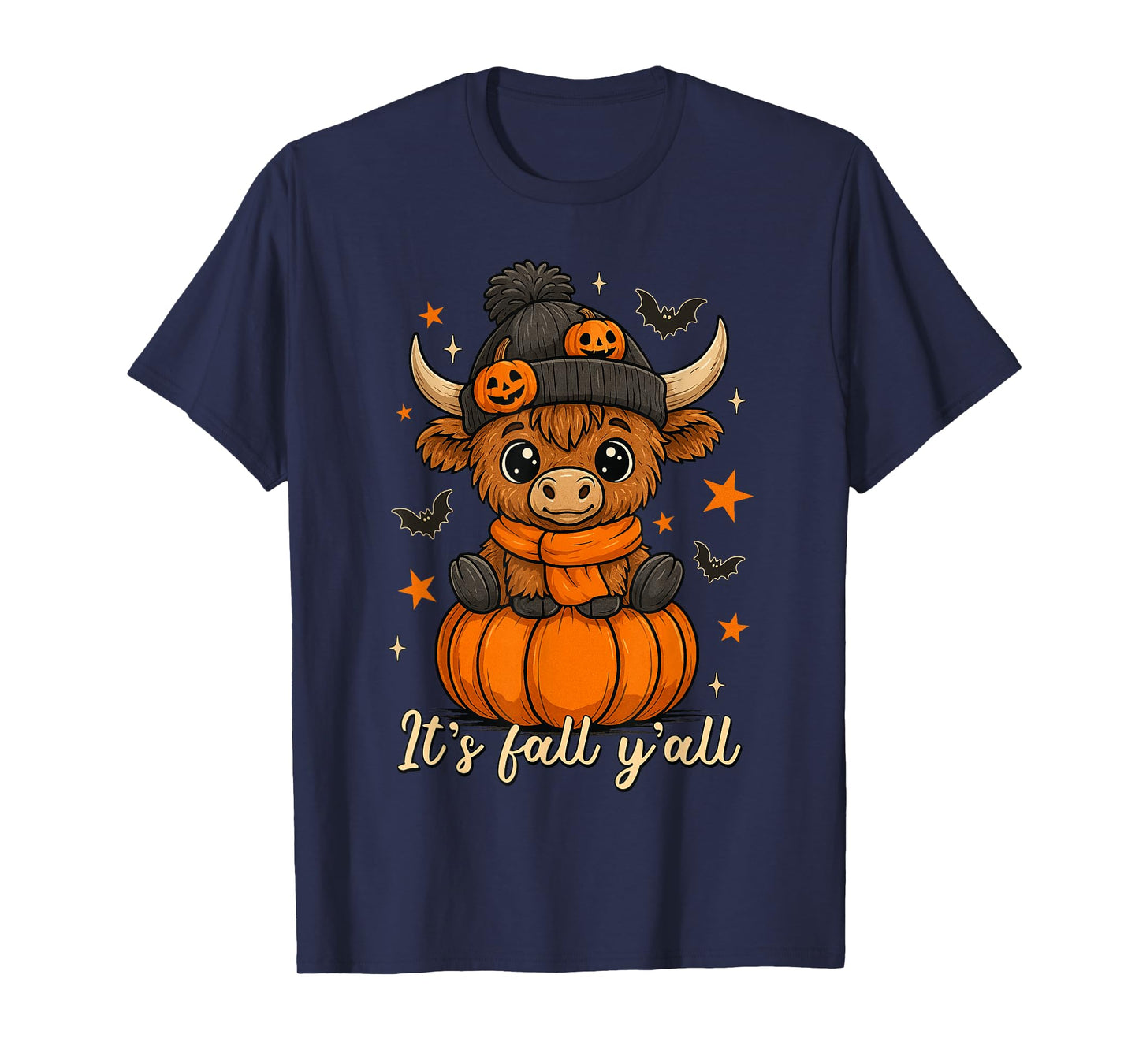 It's Fall Y'all Highland Cow Pumpkin Fall Cow Thanksgiving T-Shirt