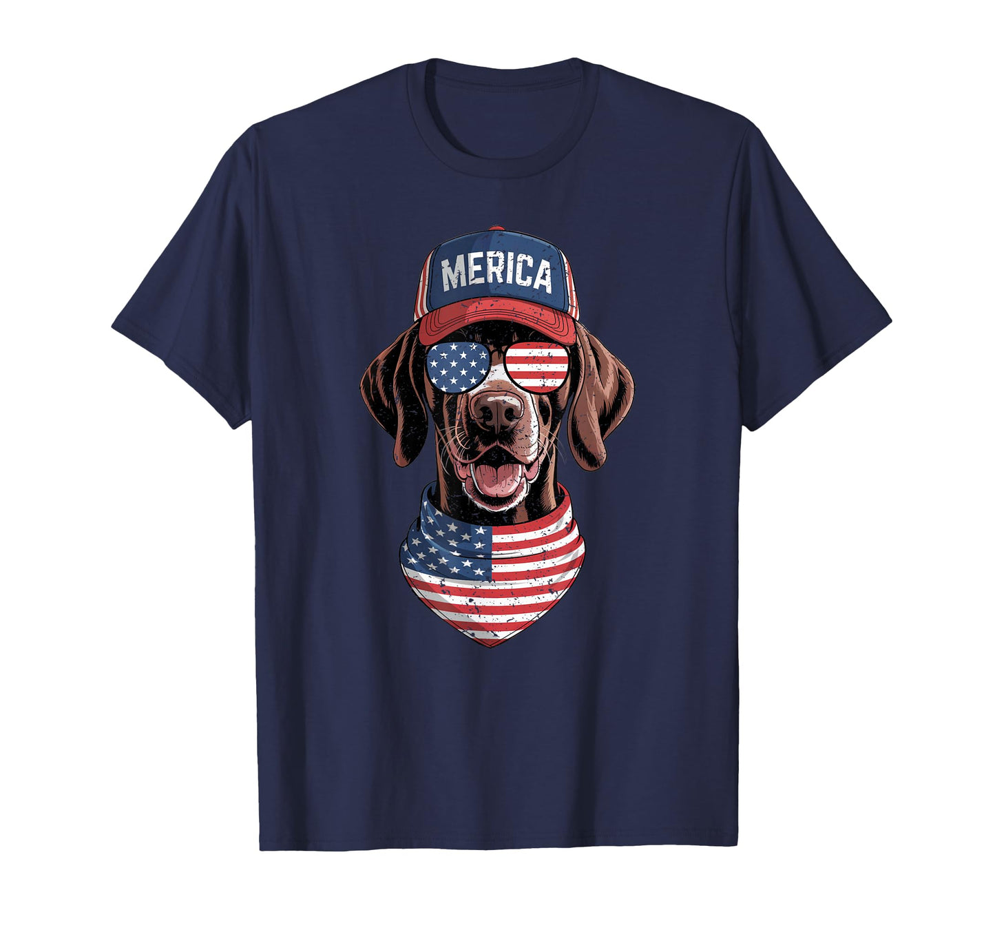 Merica GSP Dog 4th of July US American Flag USA Patriotic Men Women Kids T-Shirt