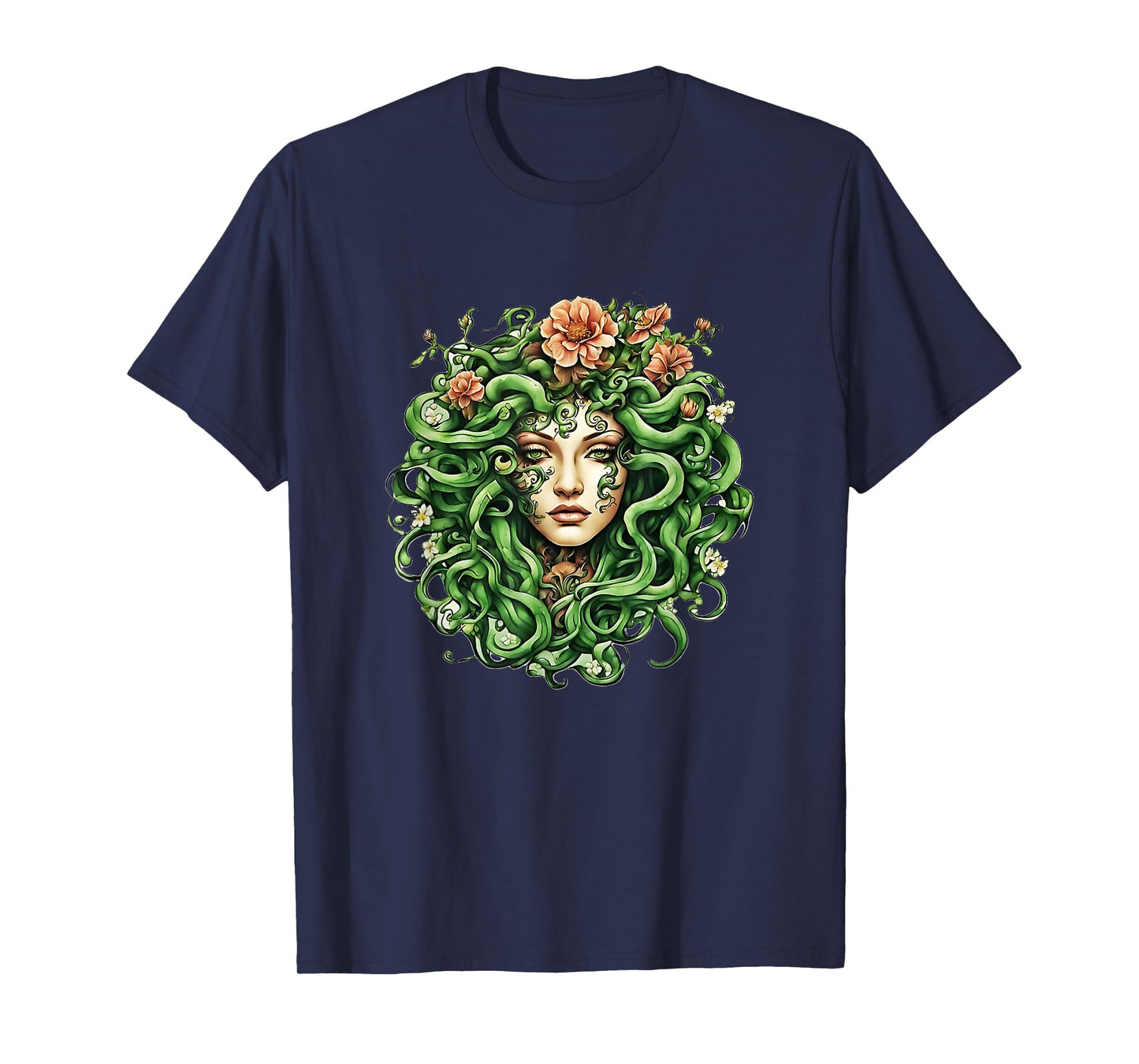 Head of Medusa with flowers Gift Men Women T-Shirt