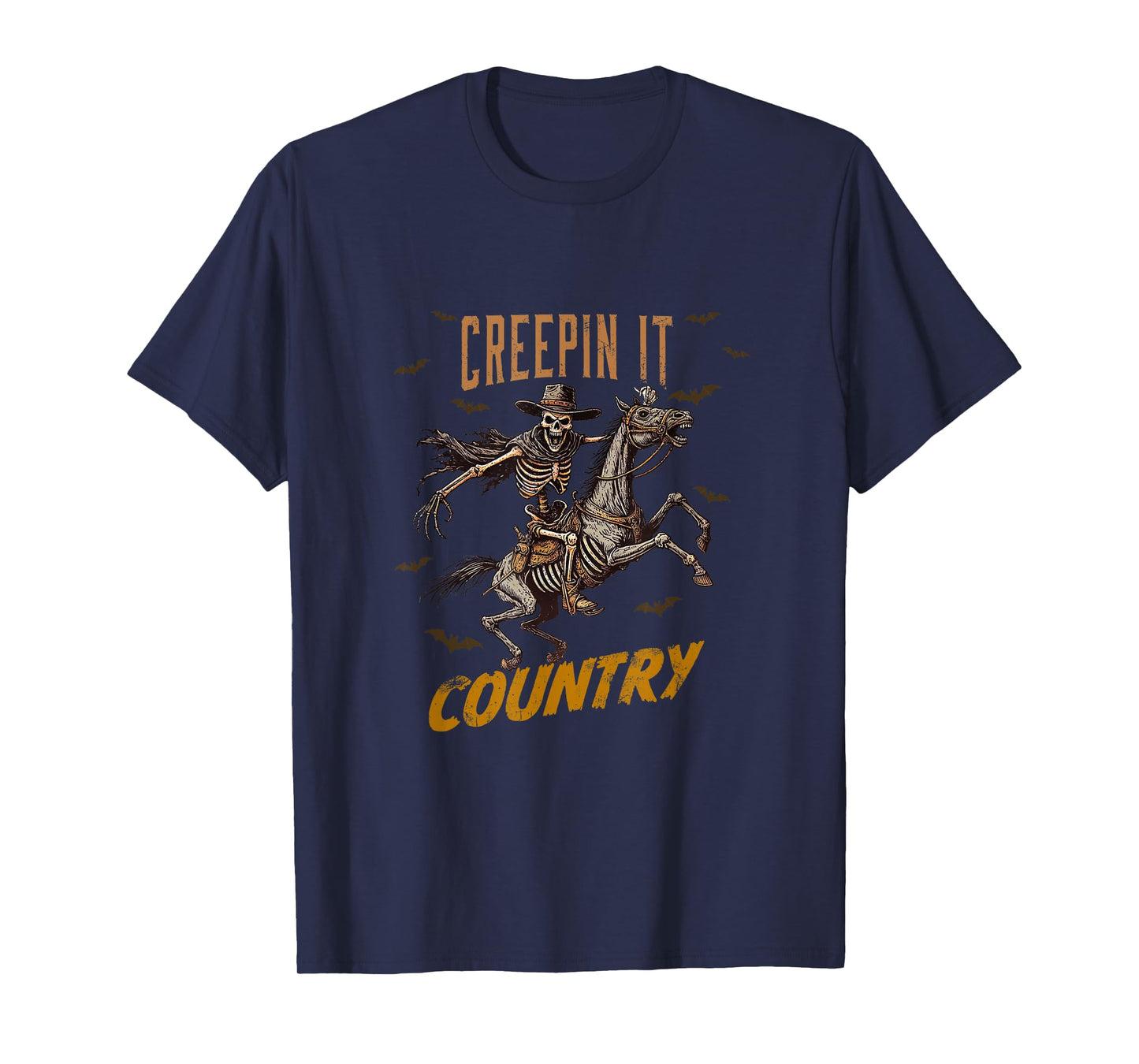 Vintage Western Funny Skeleton Halloween Creepin It Country T-Shirt