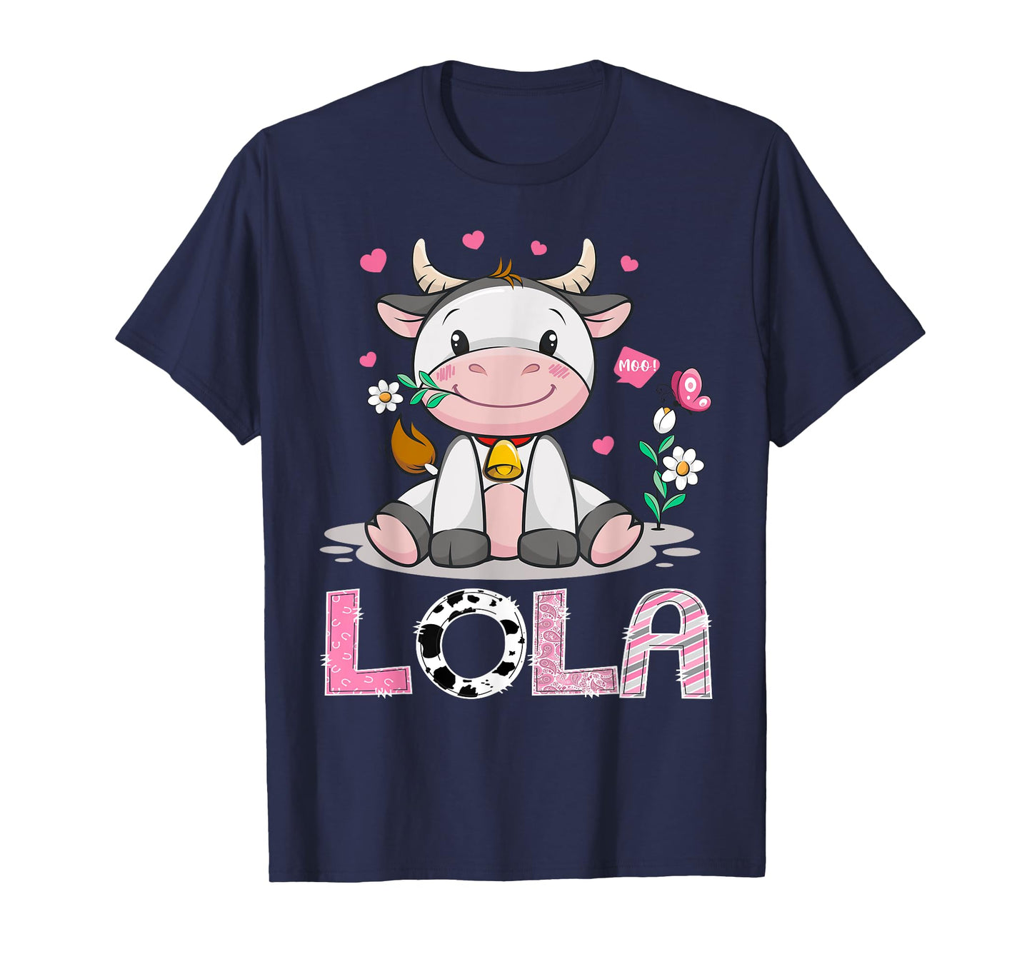 Lola Cute Cow Moo Moo Farmer Birthday Family Matching T-Shirt