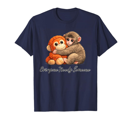 Cute Baby Monkey Punch Plush Hugging T-Shirt
