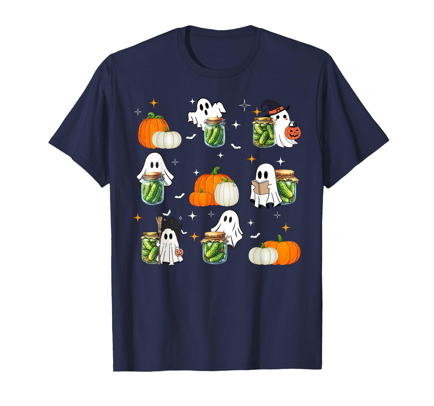 Cute Ghost Pickles Jar Canning Season Gardener Halloween T-Shirt