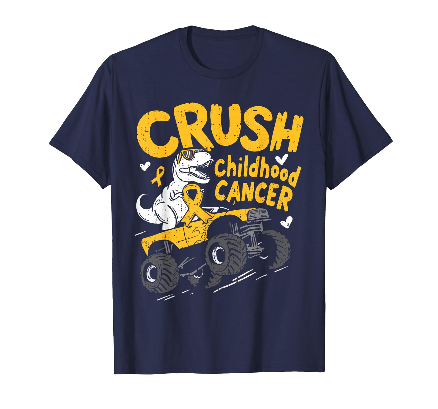 Crush Childhood Cancer Awareness T Rex Dino Truck Boy Kids T-Shirt