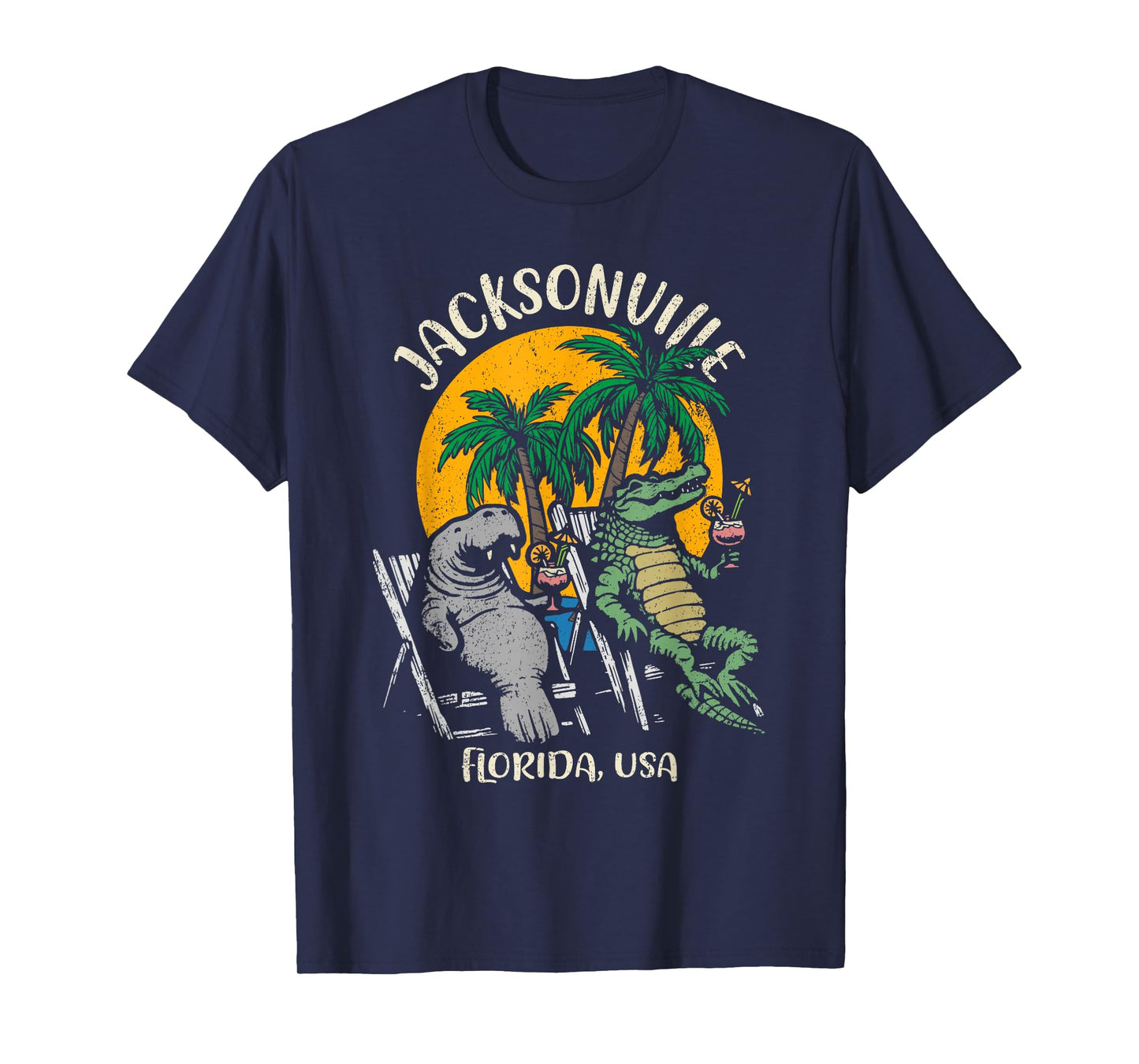 Jacksonville Florida USA Funny Manatee and Alligator Design T-Shirt