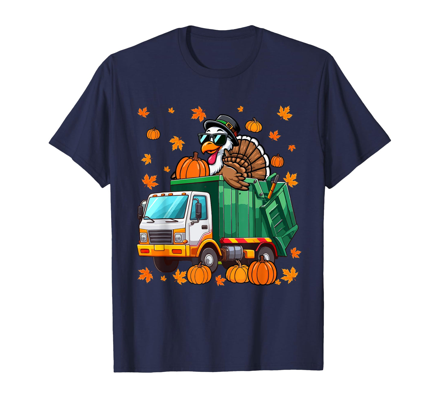 Turkey Sunglasses Driving Garbage Truck Thanksgiving Driver T-Shirt