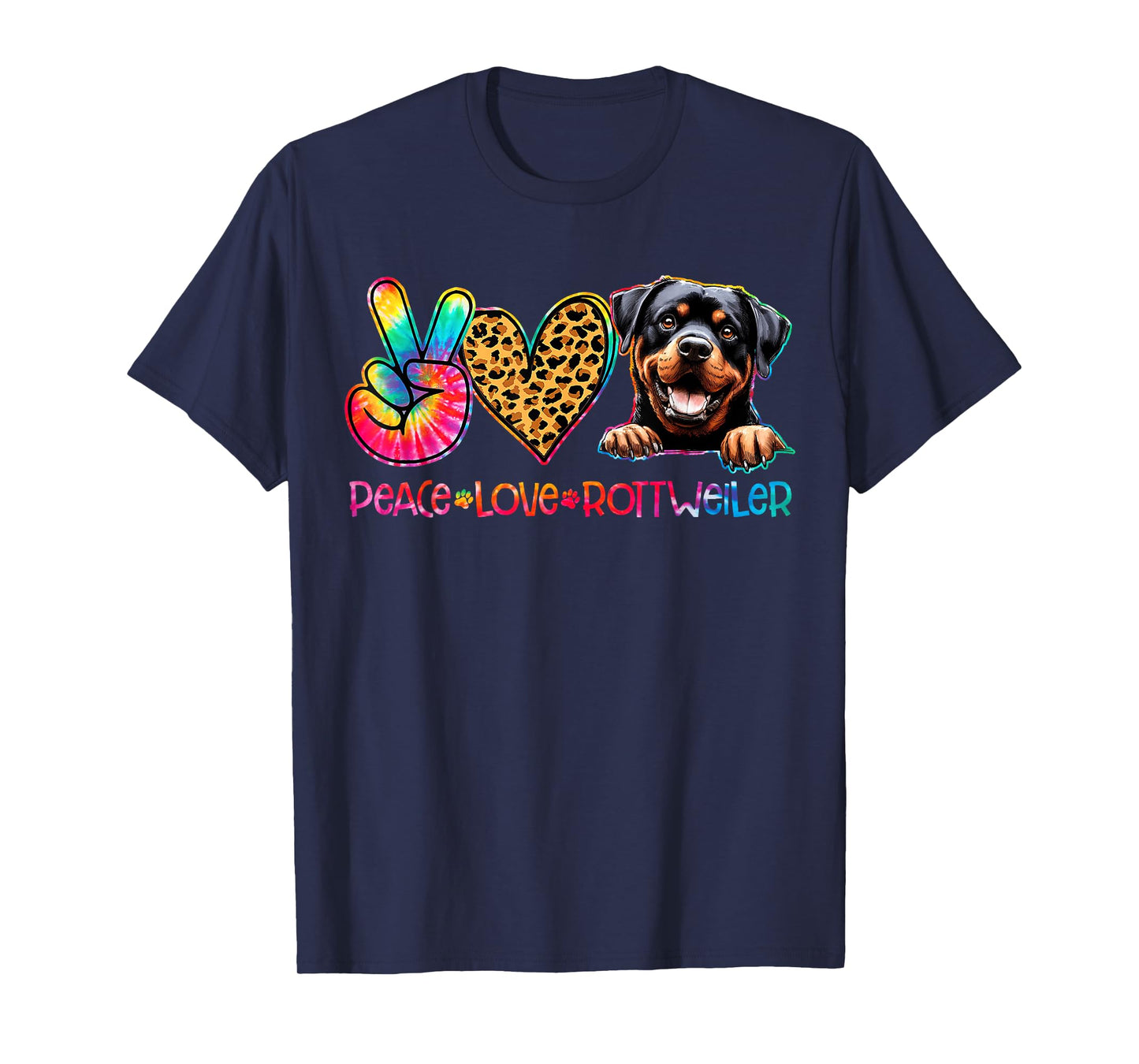 Peace Love Rottweiler Tie Dye Dog Lover T-Shirt
